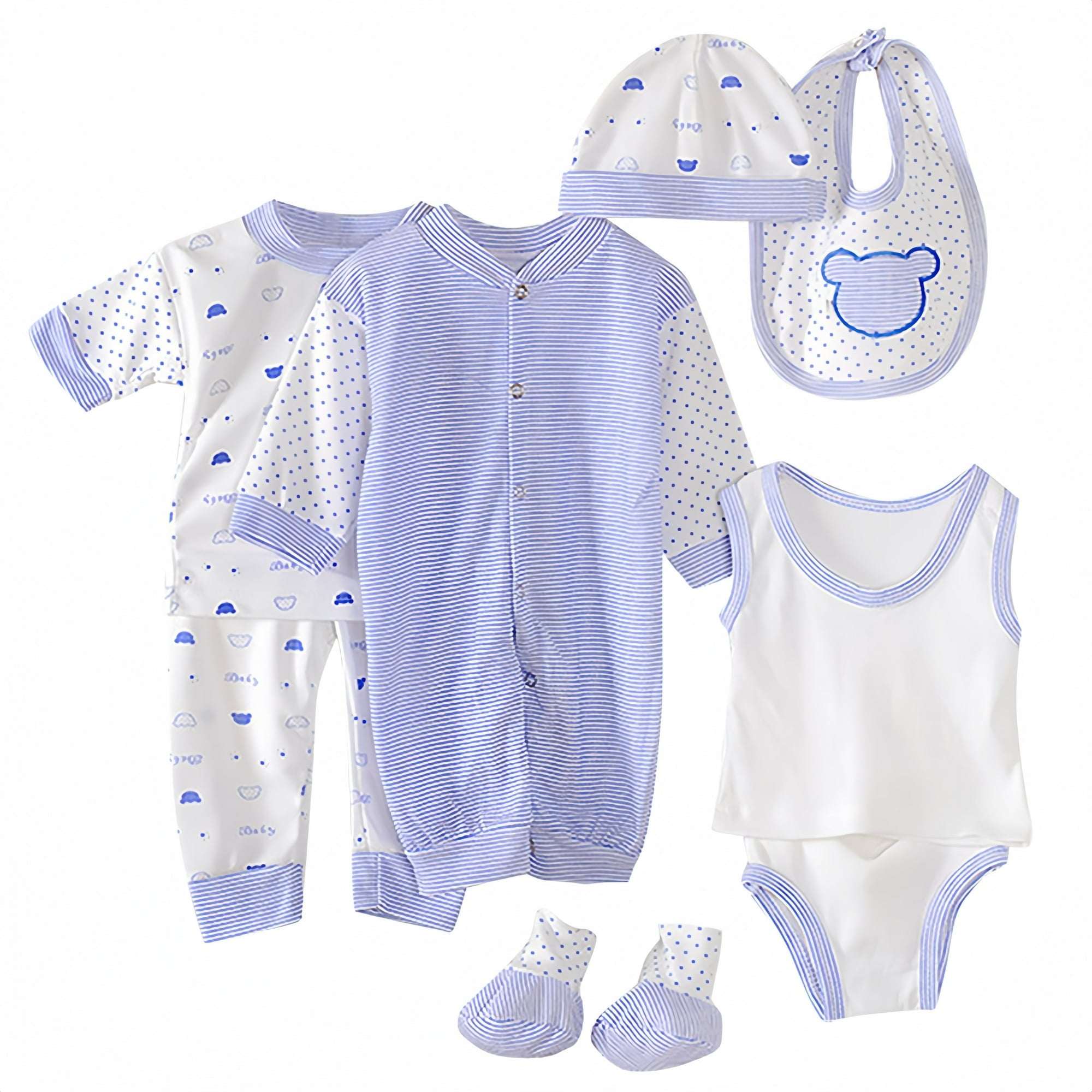 Odeerbi Baby Boy Girl Clothes 8PCS Layette Set Newborn Tops+Hat+Pants+Bib+Sock Shose+Romper - Image 5