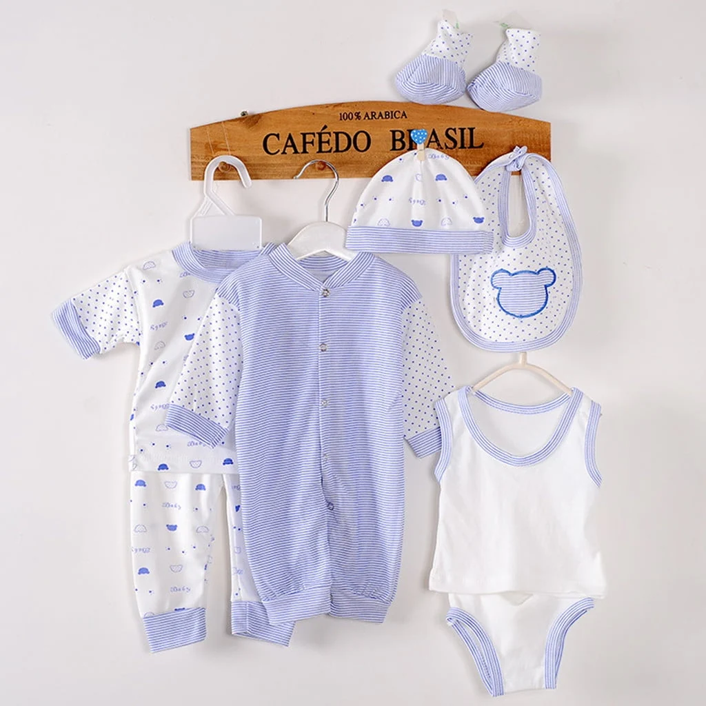 Odeerbi Baby Boy Girl Clothes 8PCS Layette Set Newborn Tops+Hat+Pants+Bib+Sock Shose+Romper - Image 6