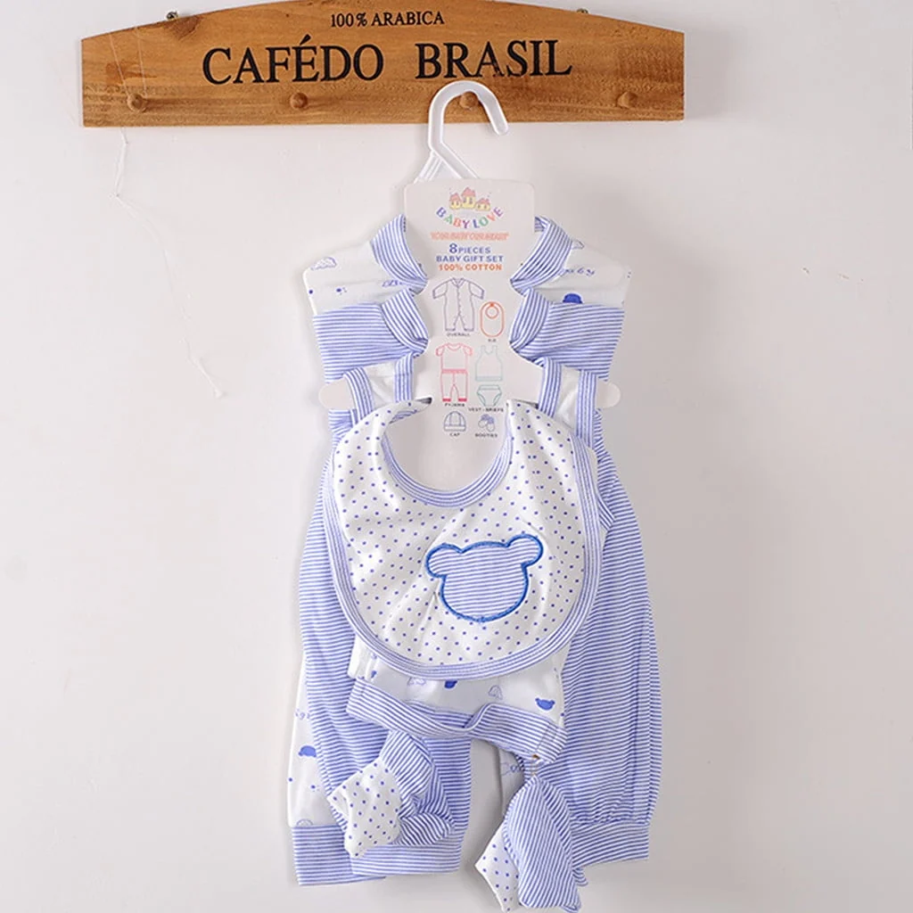 Odeerbi Baby Boy Girl Clothes 8PCS Layette Set Newborn Tops+Hat+Pants+Bib+Sock Shose+Romper - Image 7
