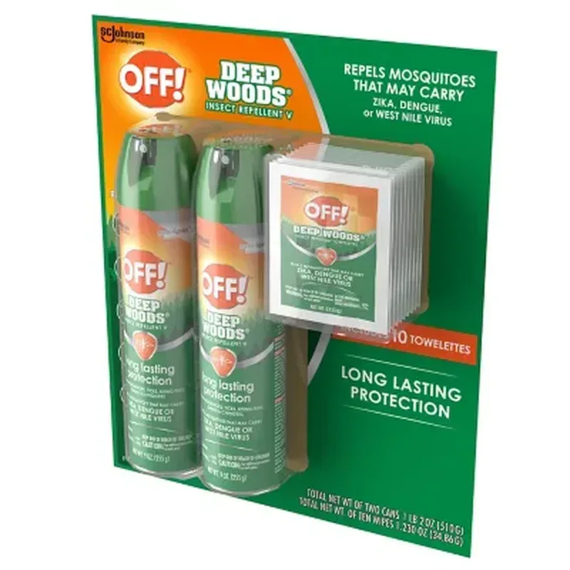 OFF! Deep Woods Insect Repellent, 2-9 Oz Aerosol Sprays + 10 Deep Woods OFF! Towelettes - Image 6