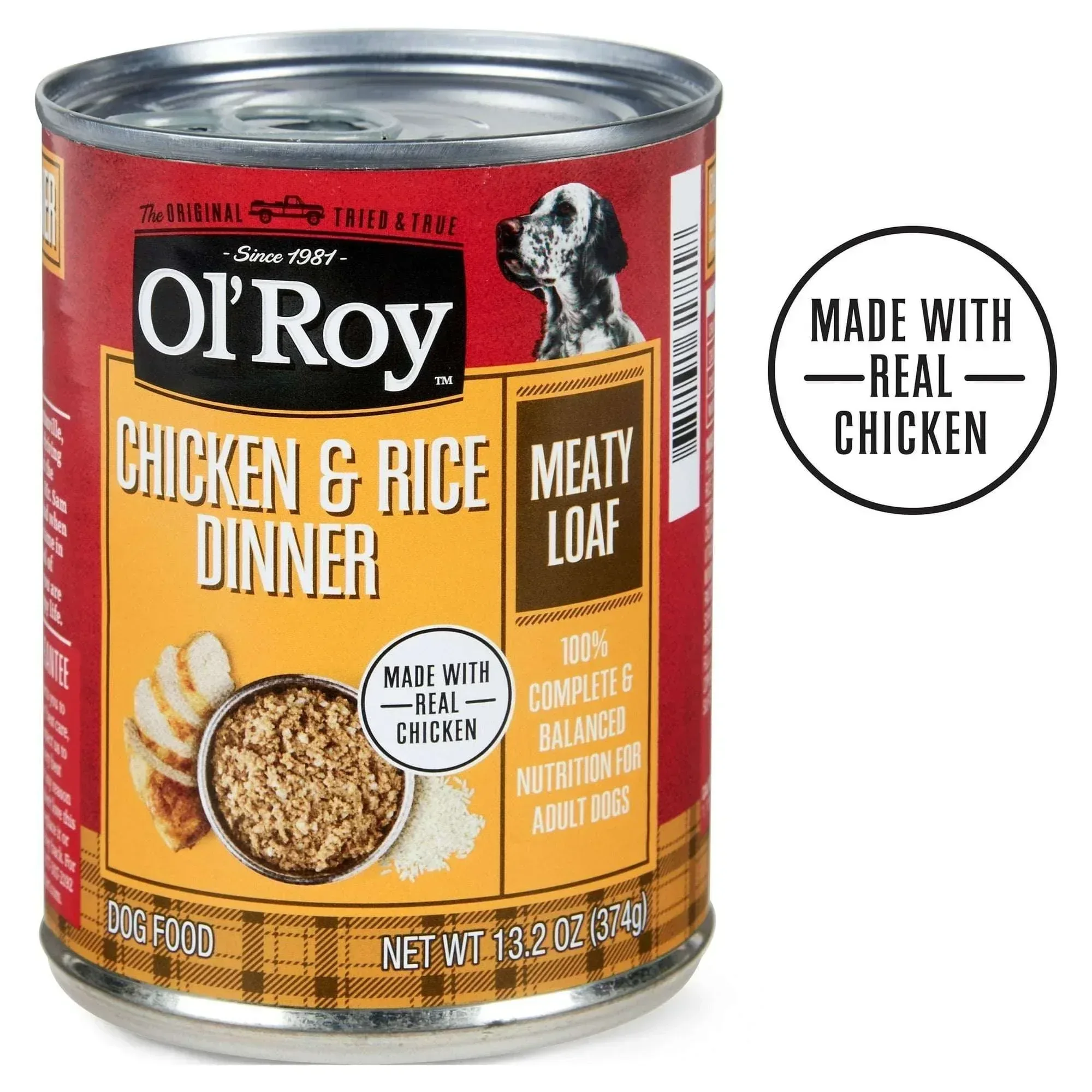 Ol' Roy Chicken & Rice Dinner Meaty Loaf Wet Dog Food, 13.2 oz Can (6 and 12 packs) - Image 14
