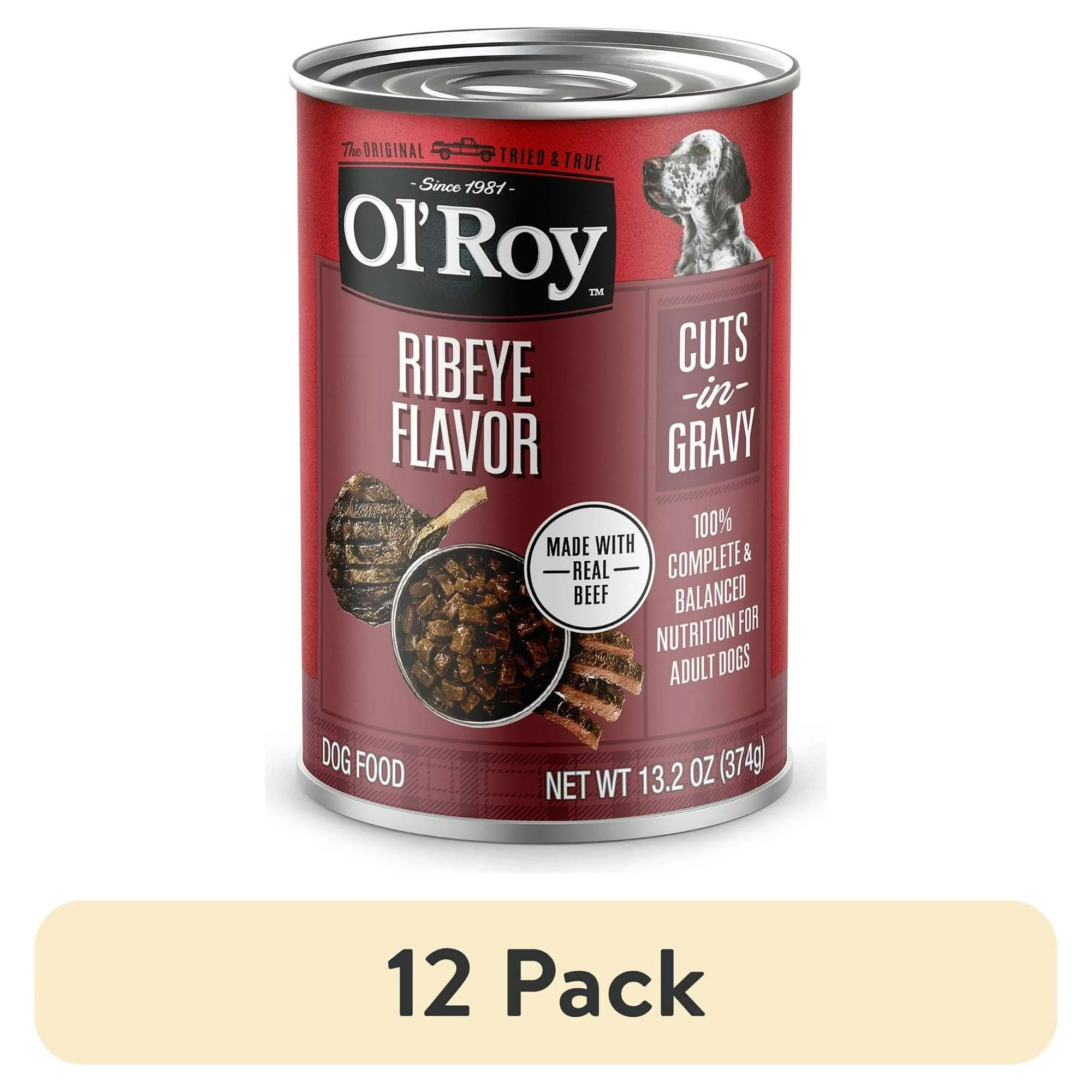 Ol' Roy Ribeye Flavor Cuts in Gravy Wet Dog Food, 13.2 oz Can - Image 12