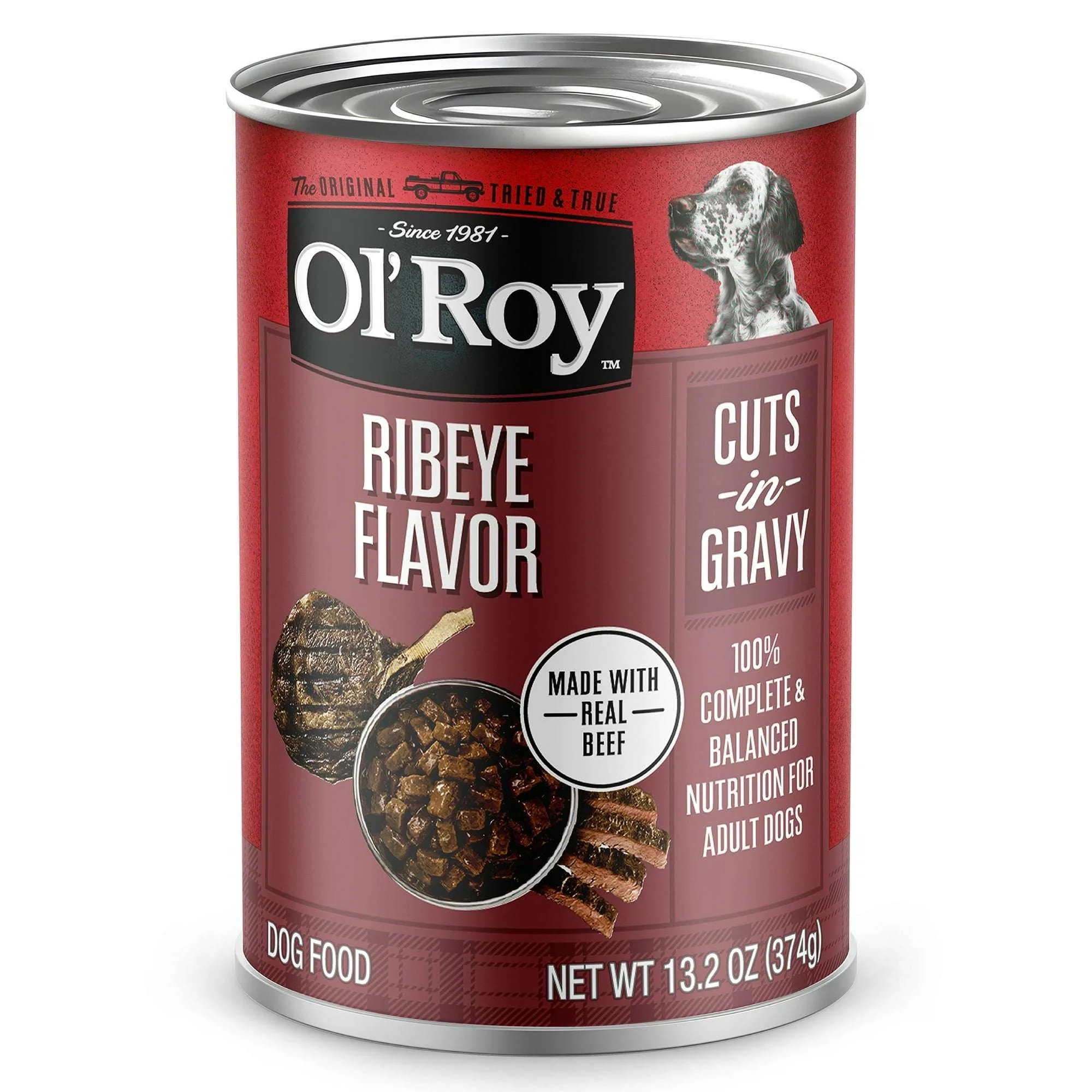 Ol' Roy Ribeye Flavor Cuts in Gravy Wet Dog Food, 13.2 oz Can - Image 2