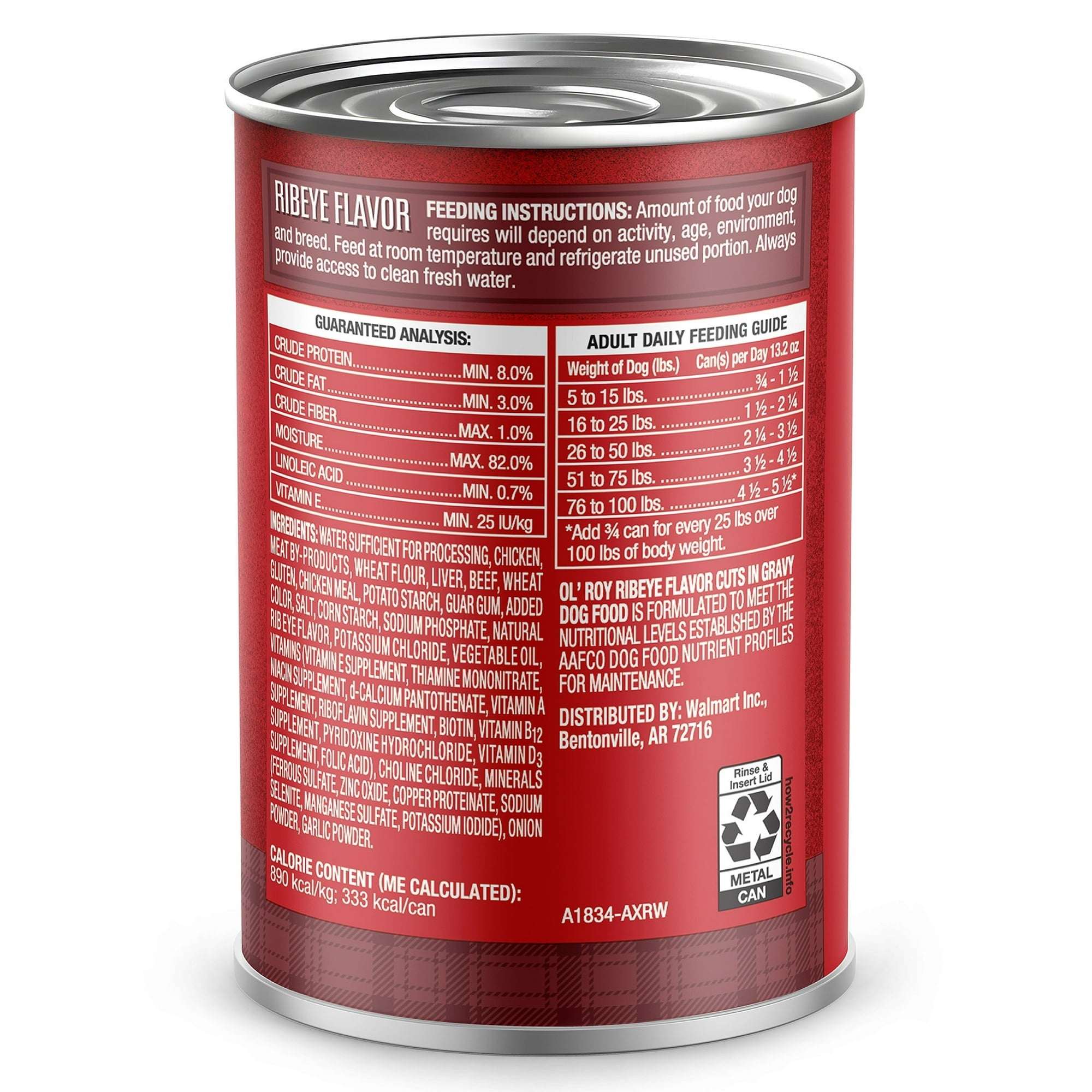 Ol' Roy Ribeye Flavor Cuts in Gravy Wet Dog Food, 13.2 oz Can - Image 9