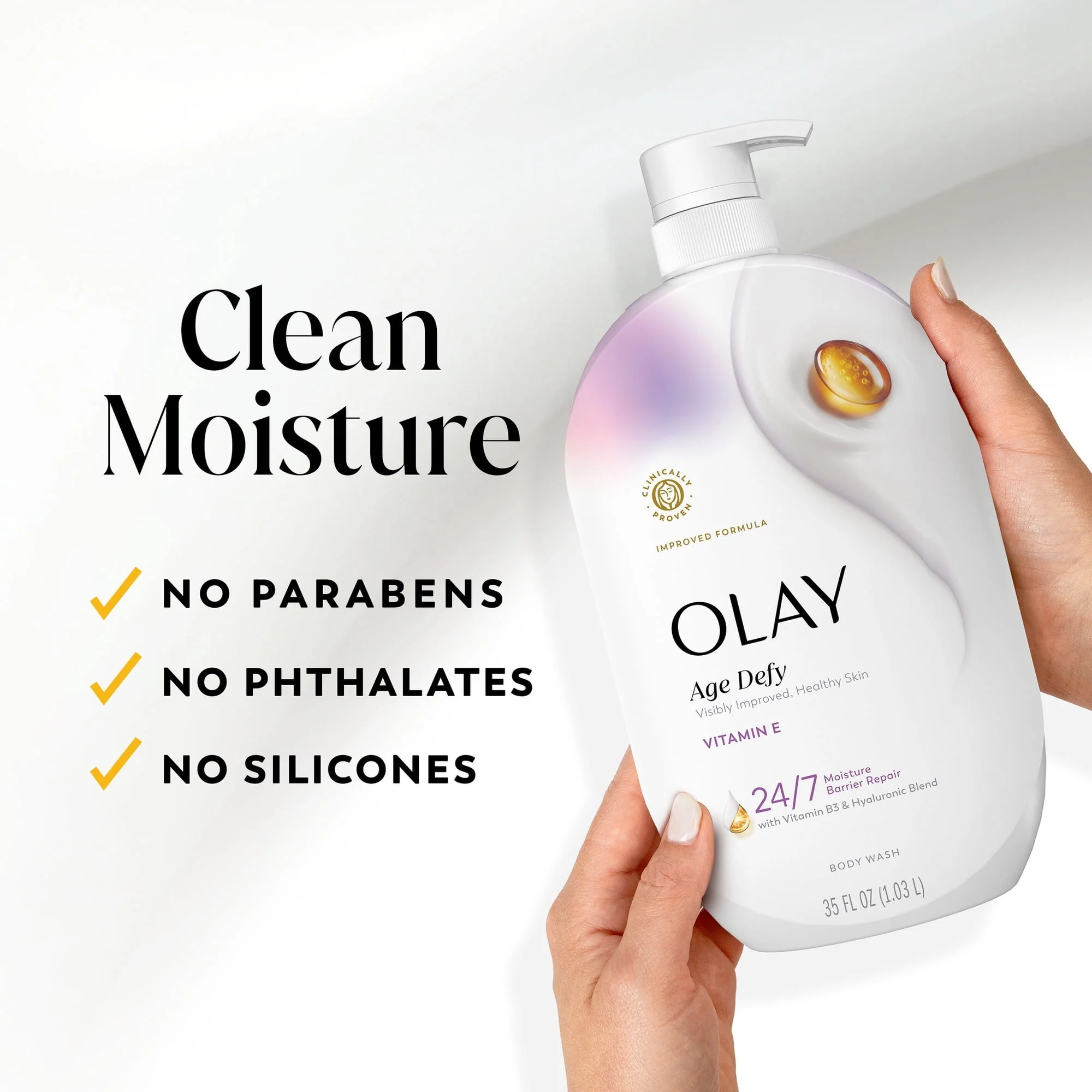 Olay Age Defy Body Wash, Ultra Moisture, Vitamin B3 & Hyaluronic, 35oz - Image 9