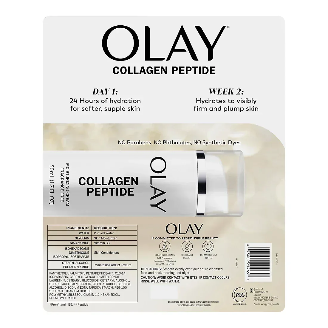 Olay Collagen Peptide Facial Moisture Cream, 2 pk./1.7 fl. oz. - Image 2