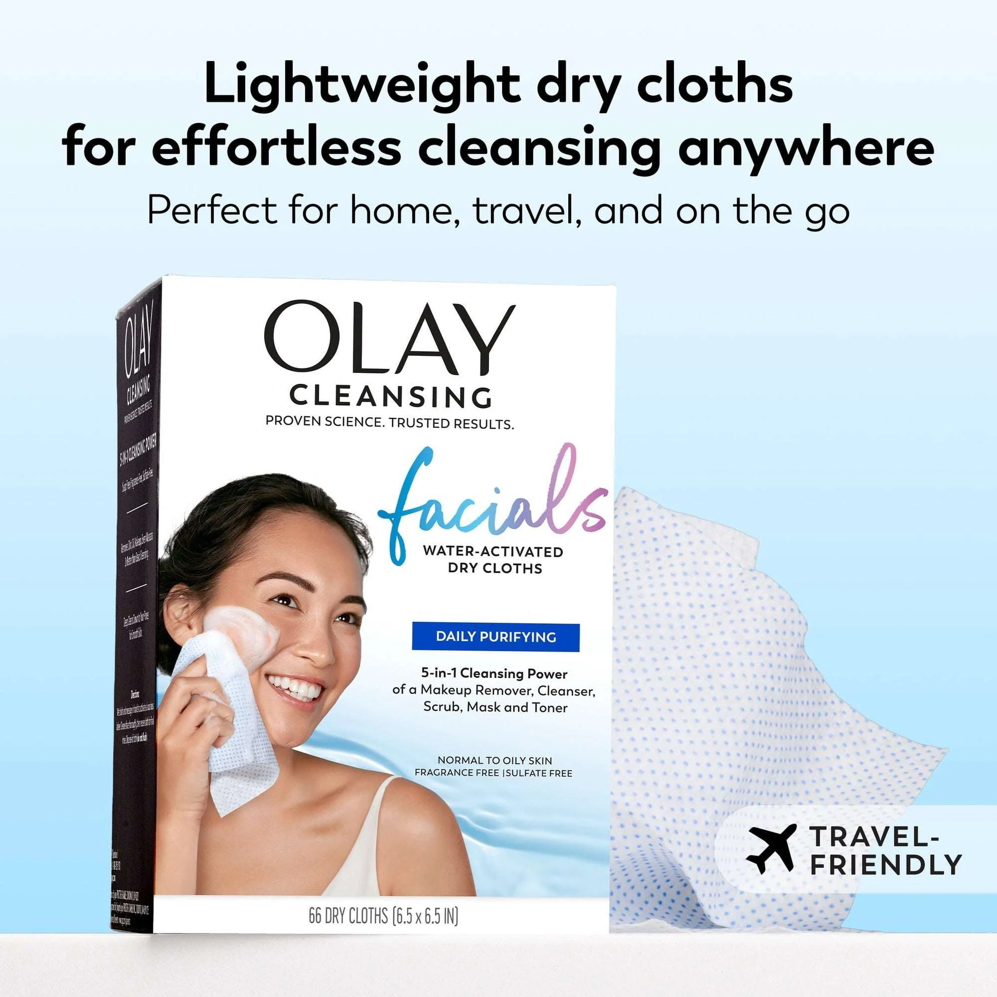 Olay Daily Facials Deeply Purifying Cleansing Cloths, Gentle Makeup Remover, Fragrance-Free, 66 Count - Image 9