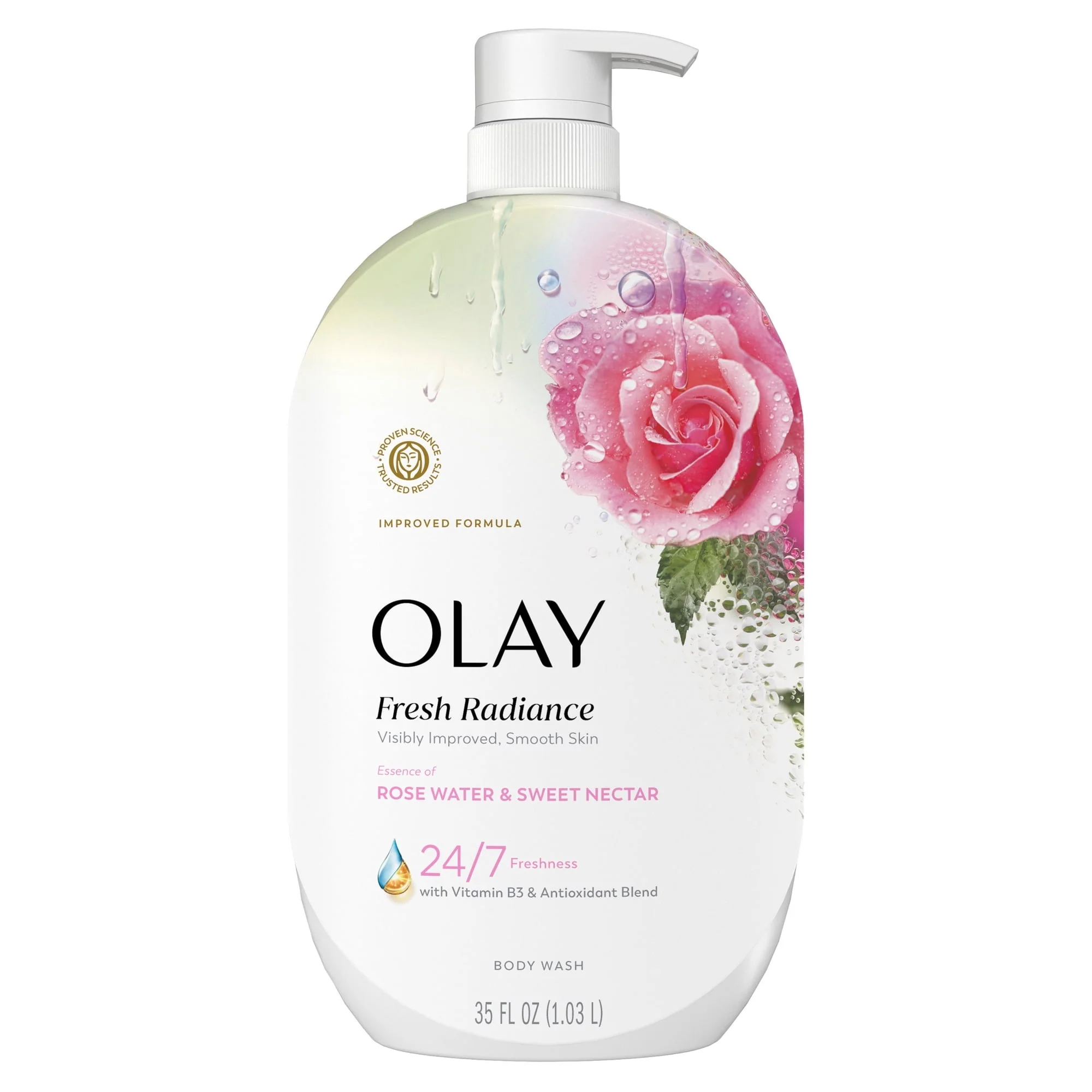 Olay Fresh Radiance Body Wash, Rose Water & Sweet Nectar, with Vitamin B3, 35oz - Image 12