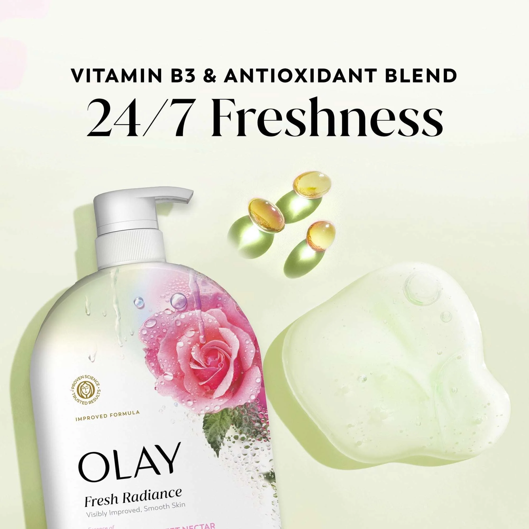 Olay Fresh Radiance Body Wash, Rose Water & Sweet Nectar, with Vitamin B3, 35oz - Image 5