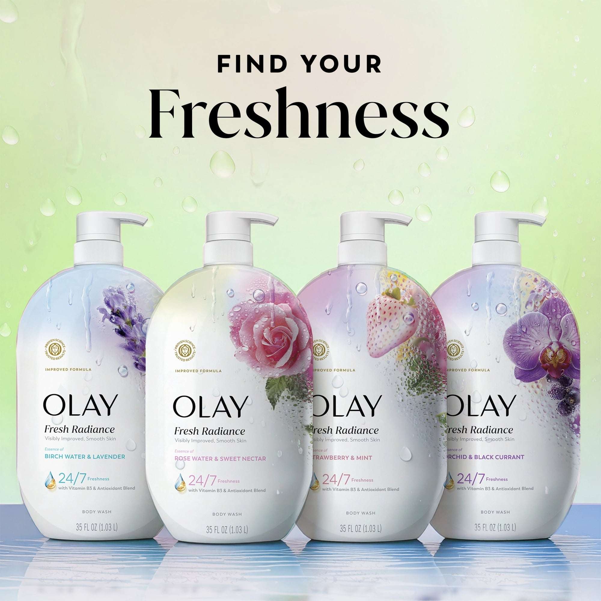Olay Fresh Radiance Body Wash, Rose Water & Sweet Nectar, with Vitamin B3, 35oz - Image 7