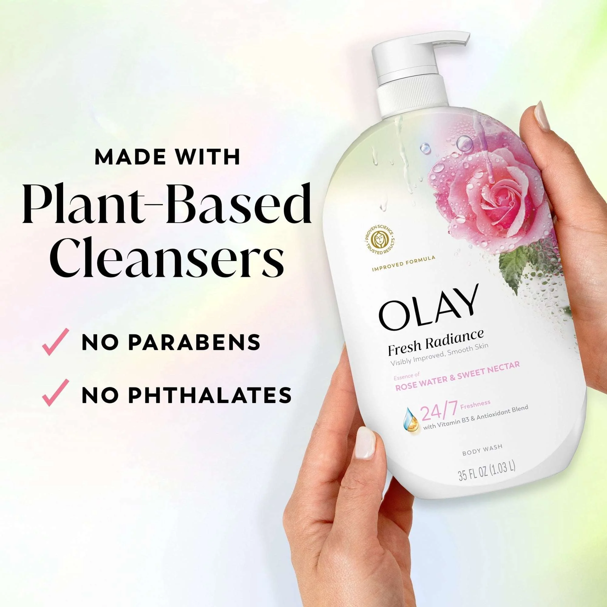 Olay Fresh Radiance Body Wash, Rose Water & Sweet Nectar, with Vitamin B3, 35oz - Image 9