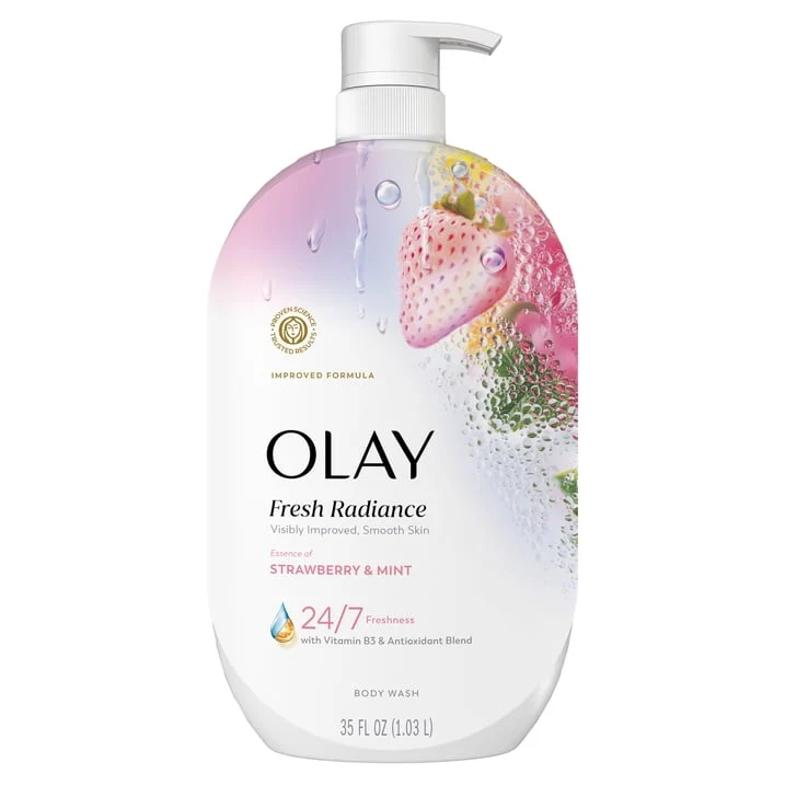 Olay Fresh Radiance Body Wash, Strawberry & Mint, with Vitamin B3, 35oz - Image 12