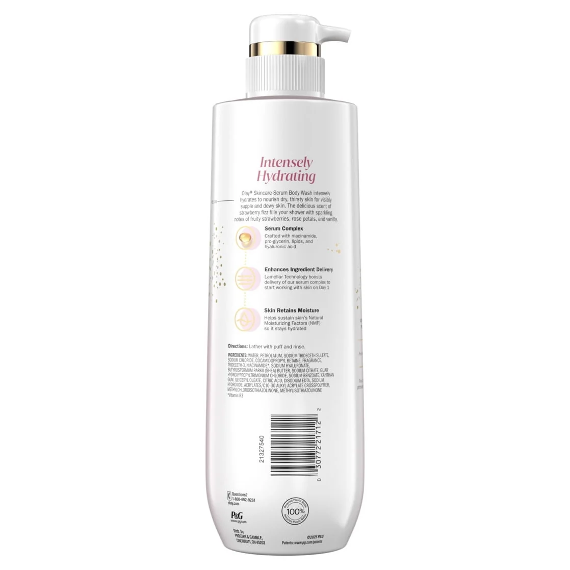 Olay Intensely Hydrating Body Wash with Hyaluronic Serum Complex, Strawberry Fizz Scent, 20 fl oz - Image 11