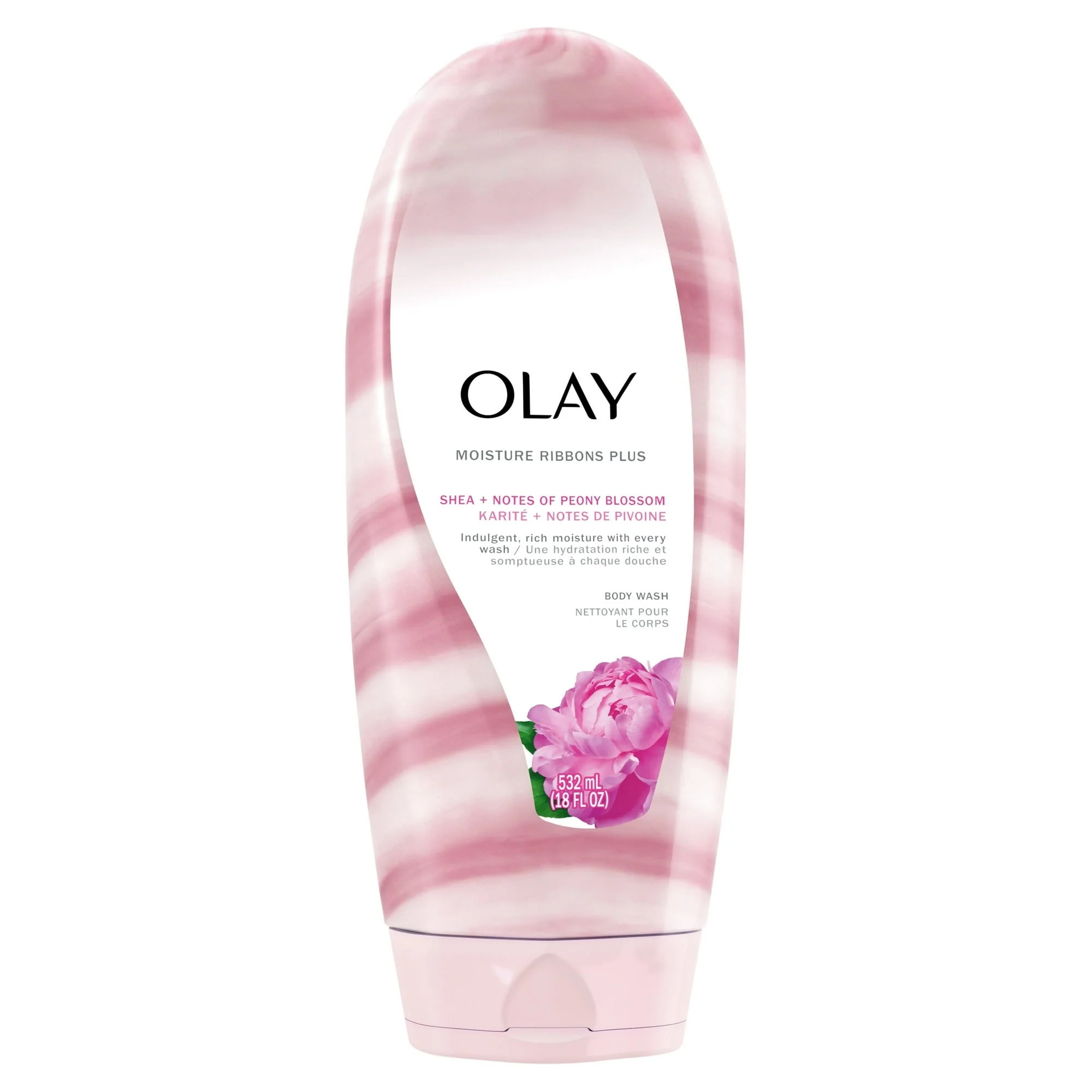 Olay Moisture Ribbons Plus Shea + Peony Blossom Body Wash, 18 fl oz - Image 6