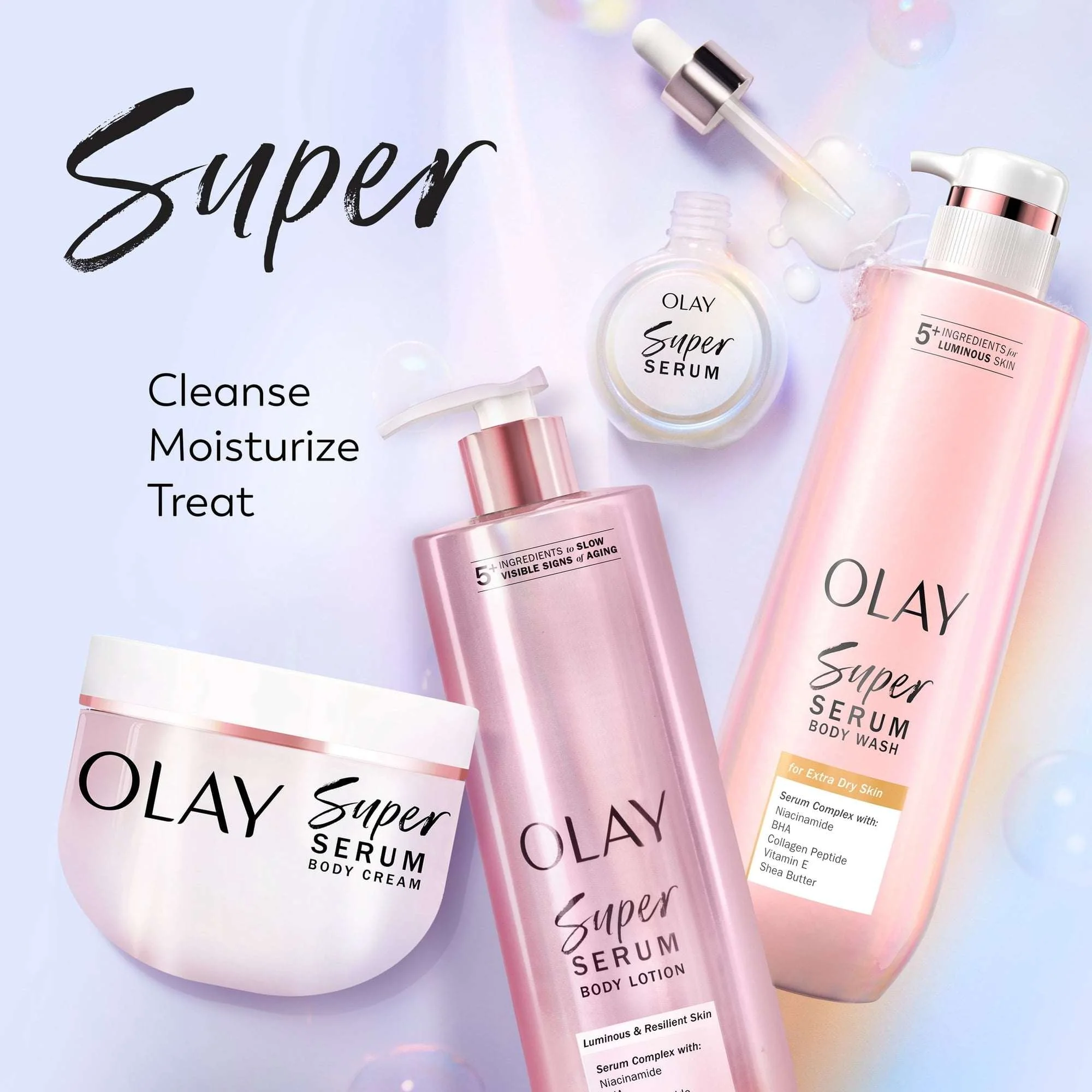 Olay Super Serum Body Wash for Extra Dry Skin, 20 fl oz, Serum Complex for Luminous Skin - Image 4