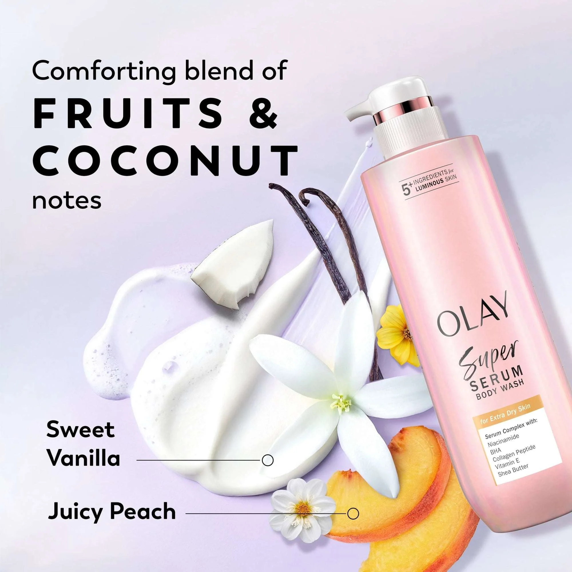 Olay Super Serum Body Wash for Extra Dry Skin, 20 fl oz, Serum Complex for Luminous Skin - Image 6
