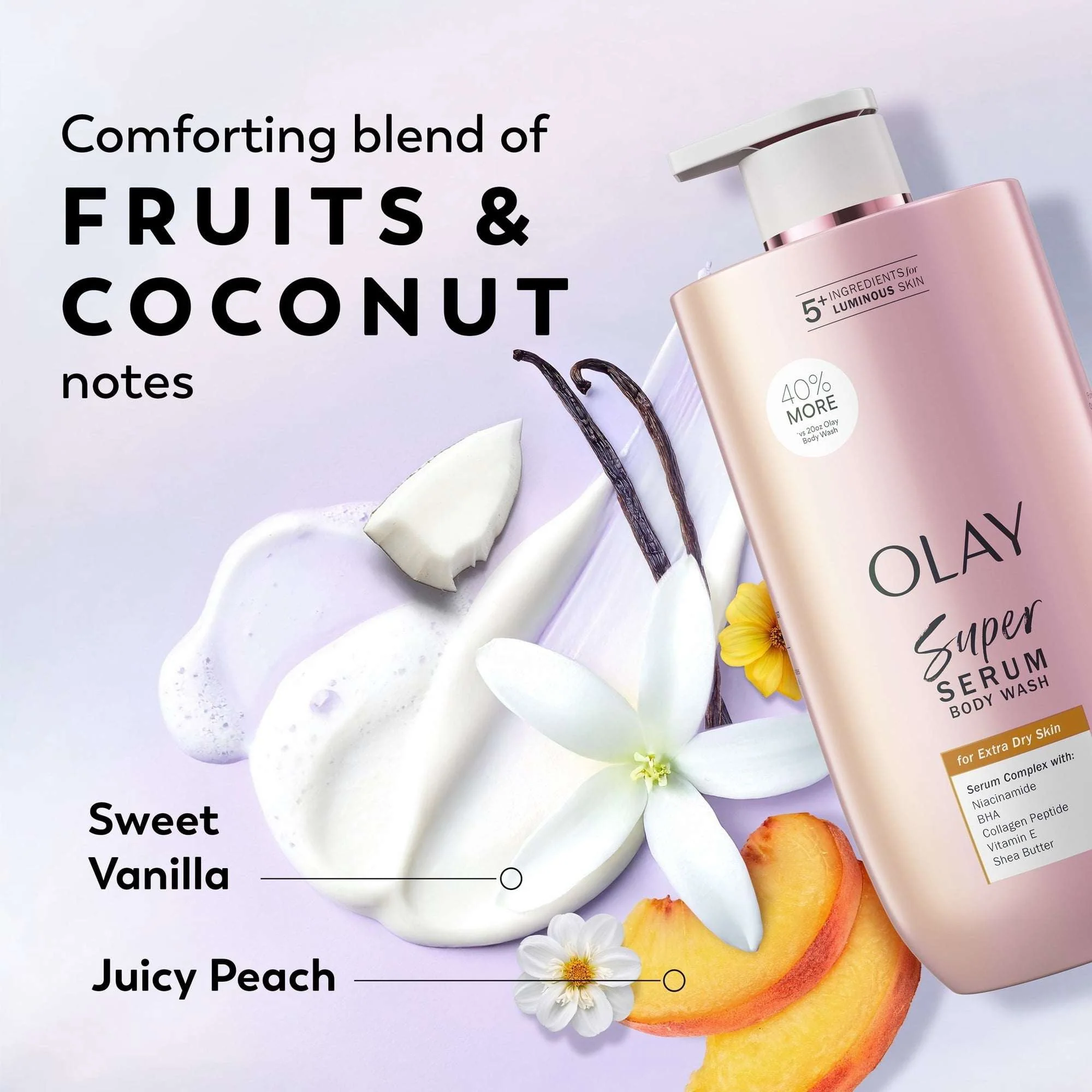 Olay Super Serum Body Wash for Extra Dry Skin, 28 fl oz, Serum Complex for Luminous Skin - Image 6