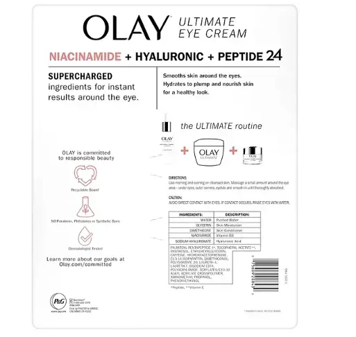 Olay Ultimate Niacinamide + Hyaluronic + Peptide Eye Cream, 0.5 oz., 2 pk. - Image 3
