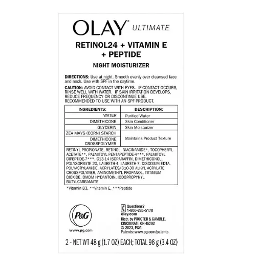 Olay Ultimate Retinol 24 + Vitamin E + Peptide Night Moisturizer, 1.7 oz., 2 pk. - Image 3
