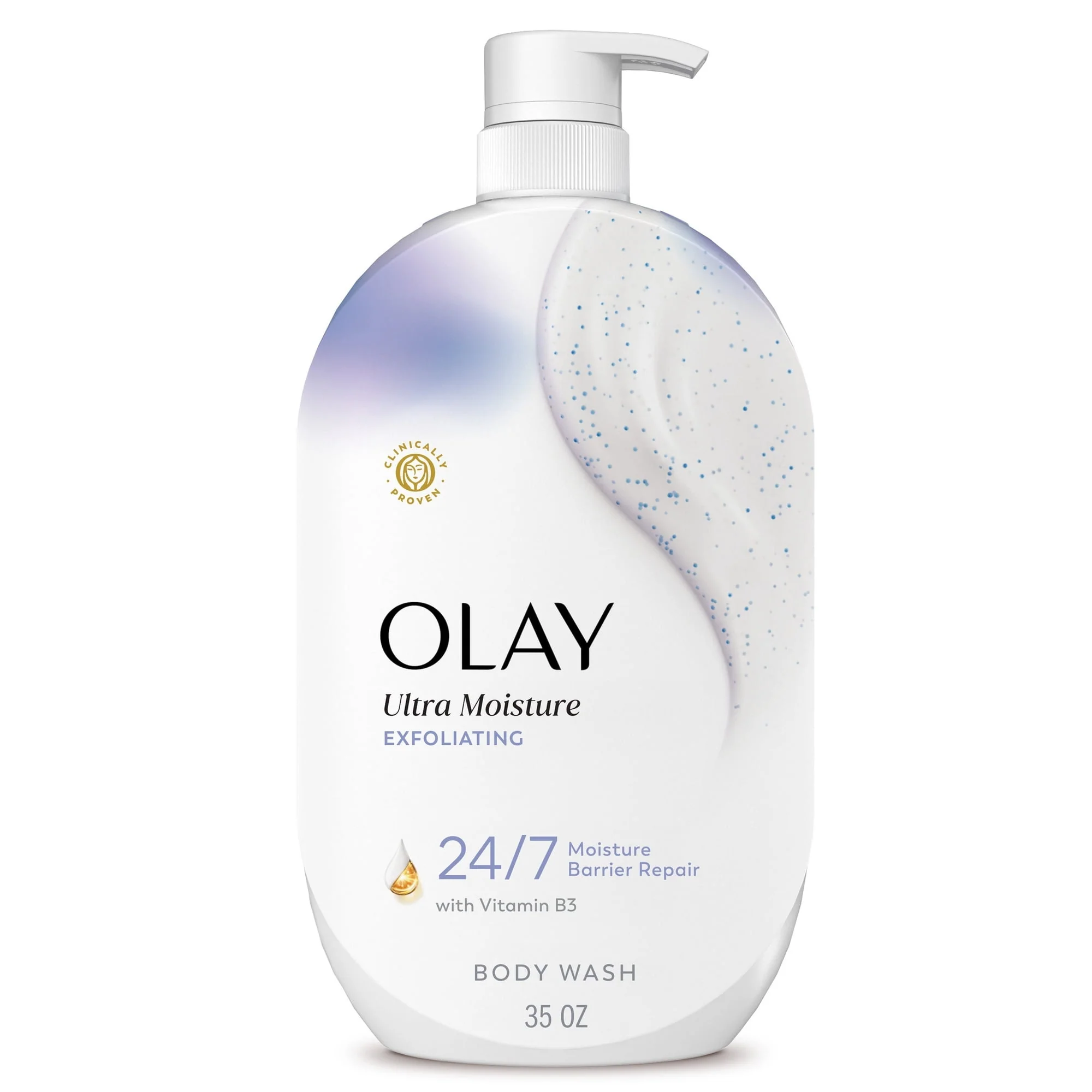 Olay Ultra Moisture Exfoliating Body Wash, Vitamin B3 and Hyaluronic Blend, 35oz