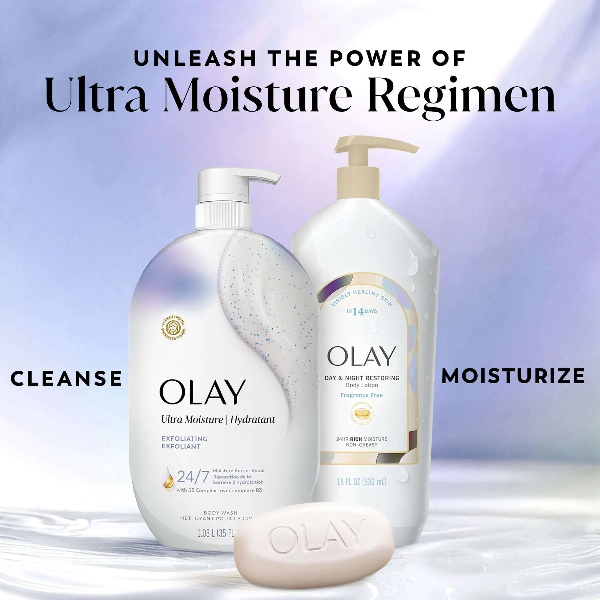 Olay Ultra Moisture Exfoliating Body Wash, Vitamin B3 and Hyaluronic Blend, 35oz - Image 11