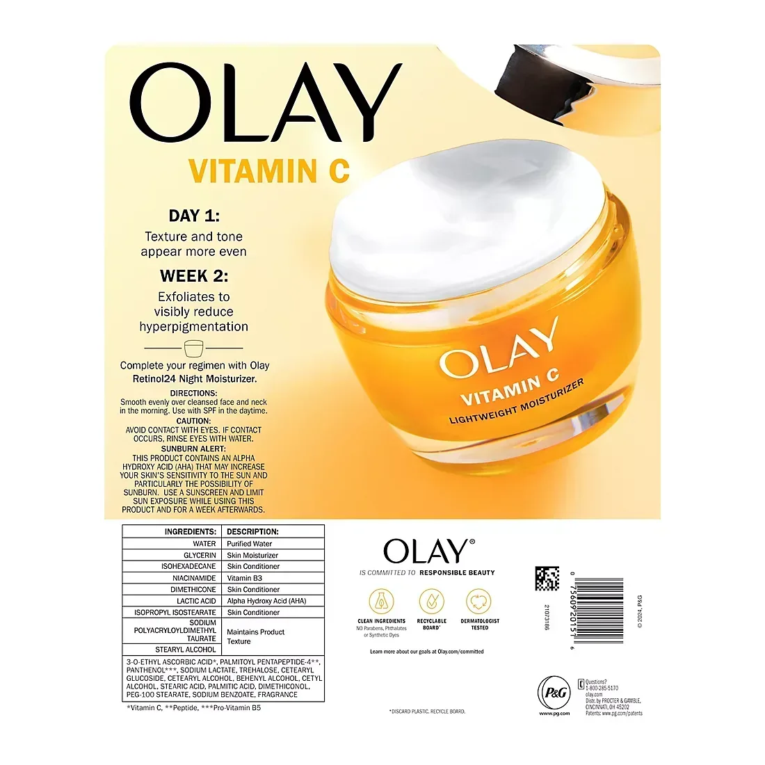 Olay Vitamin C Brighten, Even Tone, Hydrate Lightweight Moisturizer, 2 pk./1.7 oz - Image 2