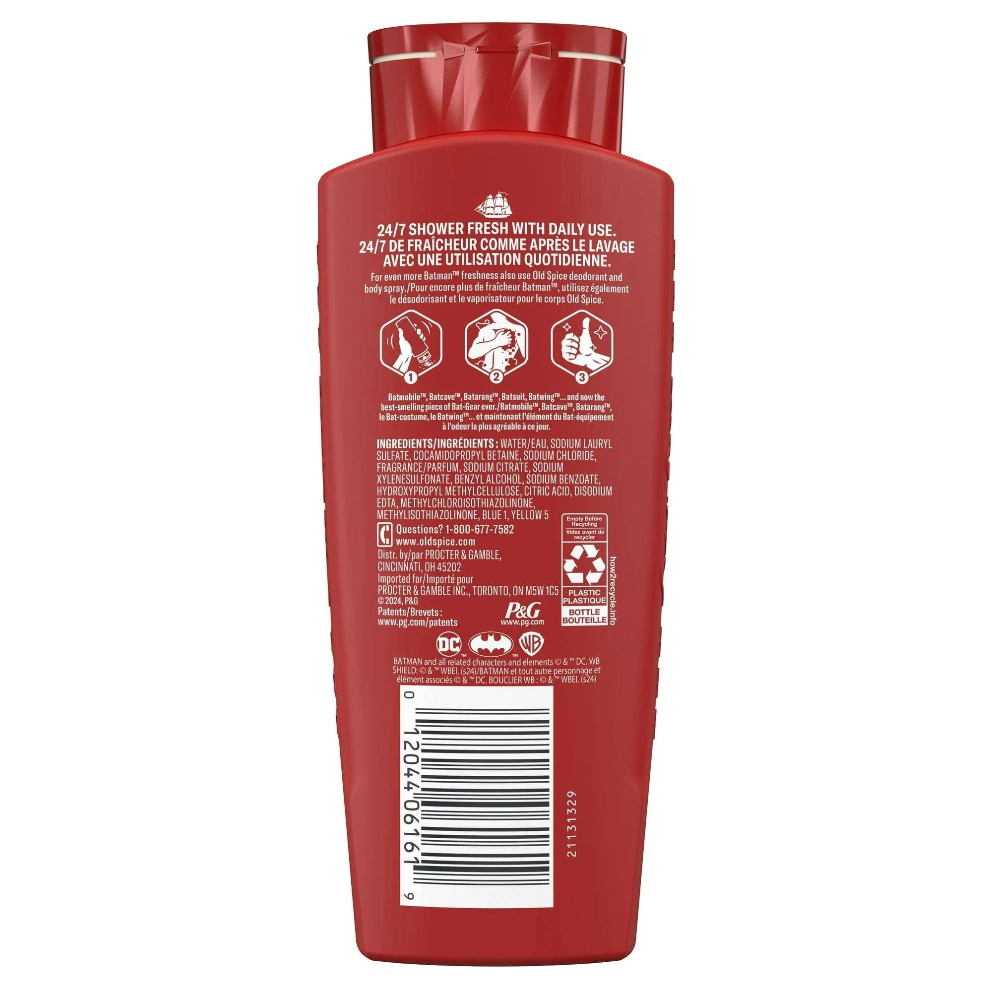 Old Spice Cleansing Body Wash for Men, 24/7 Shower Fresh, 2 in 1 Body and Face Wash, Rich Lather, Batman, Black Cherry and Nightfall Scent, 24oz - Image 9
