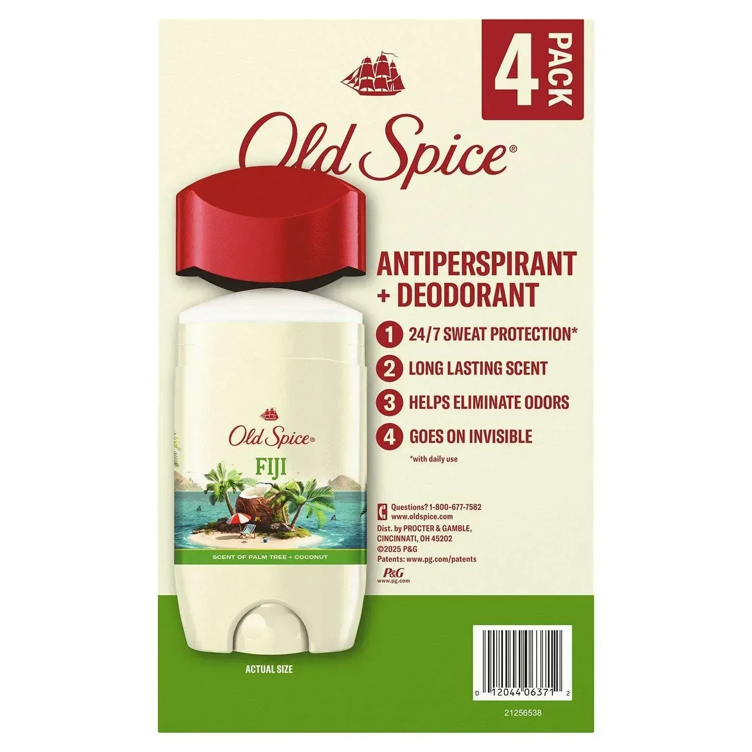 Old Spice Fiji Antiperspirant Deodorant, Palm Tree + Coconut, 2.6 oz., 4 pk. - Image 10