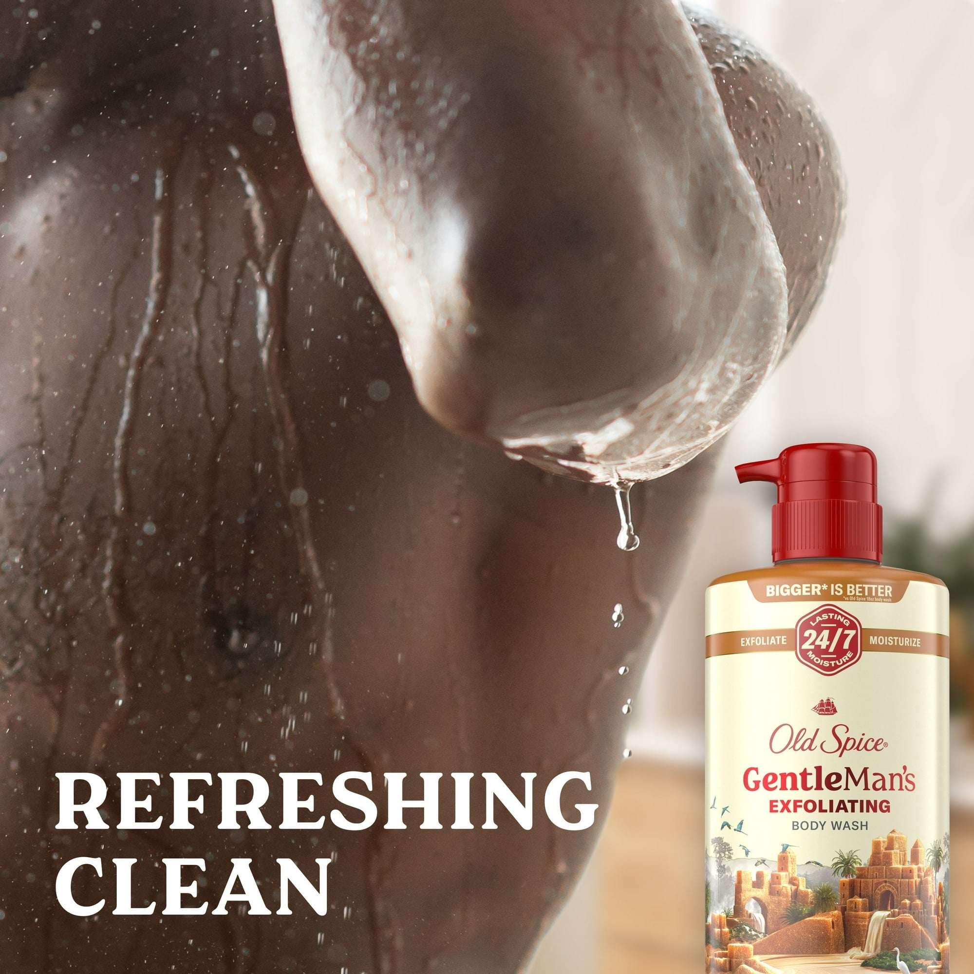 Old Spice Men's Body Wash for Men, Brown Sugar and Cocoa Butter, 24/7 Shower Fresh, 18 oz, Exfoliation + Moisturization, 26oz - Image 3