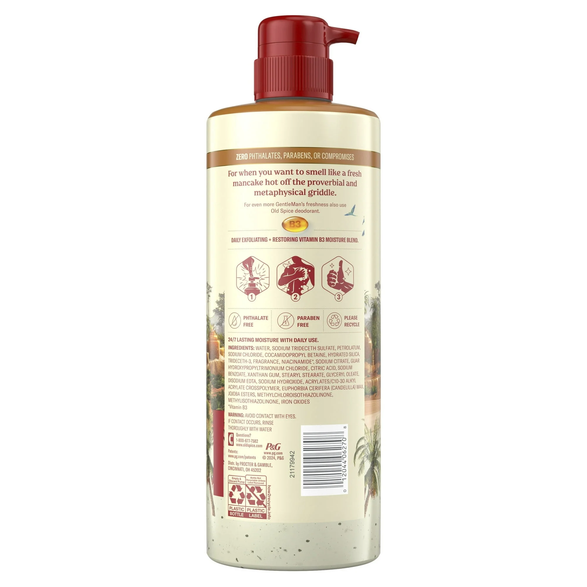 Old Spice Men's Body Wash for Men, Brown Sugar and Cocoa Butter, 24/7 Shower Fresh, 18 oz, Exfoliation + Moisturization, 26oz - Image 4