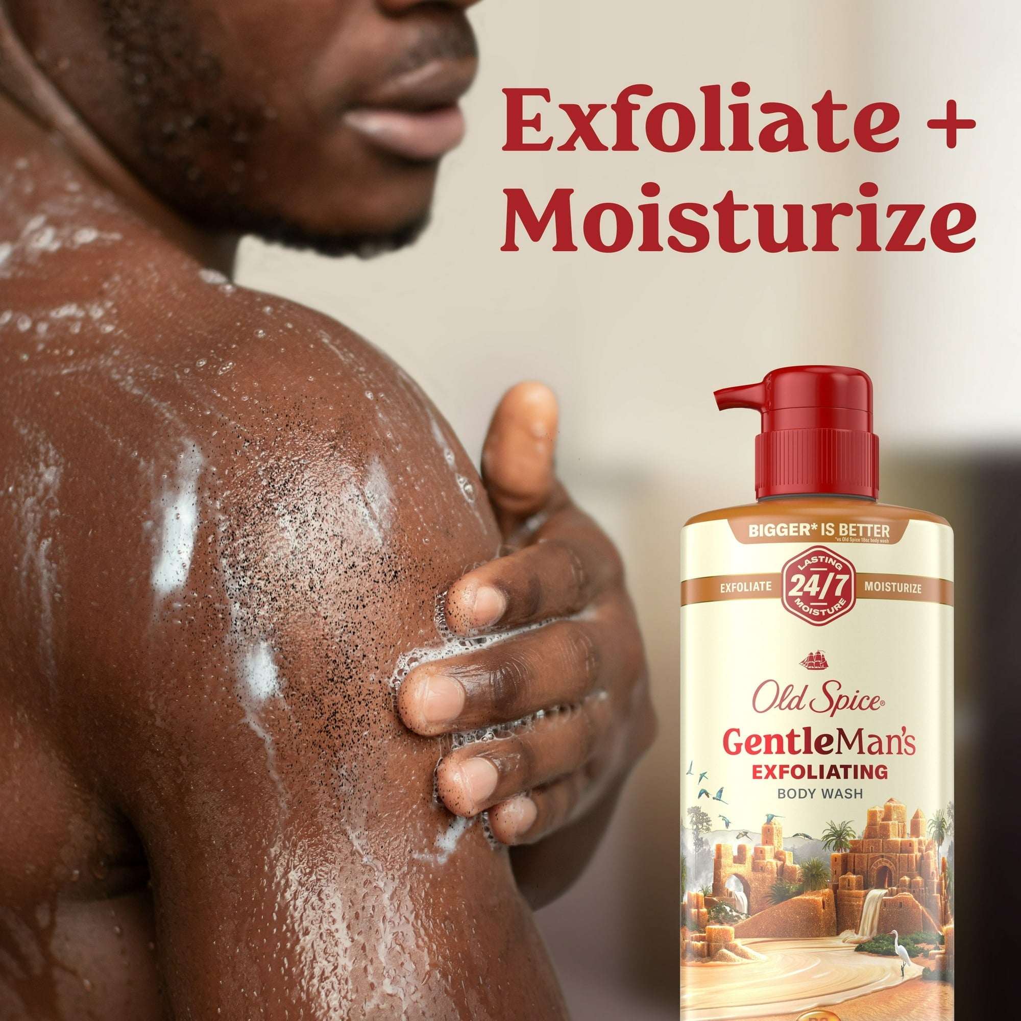 Old Spice Men's Body Wash for Men, Brown Sugar and Cocoa Butter, 24/7 Shower Fresh, 18 oz, Exfoliation + Moisturization, 26oz - Image 5