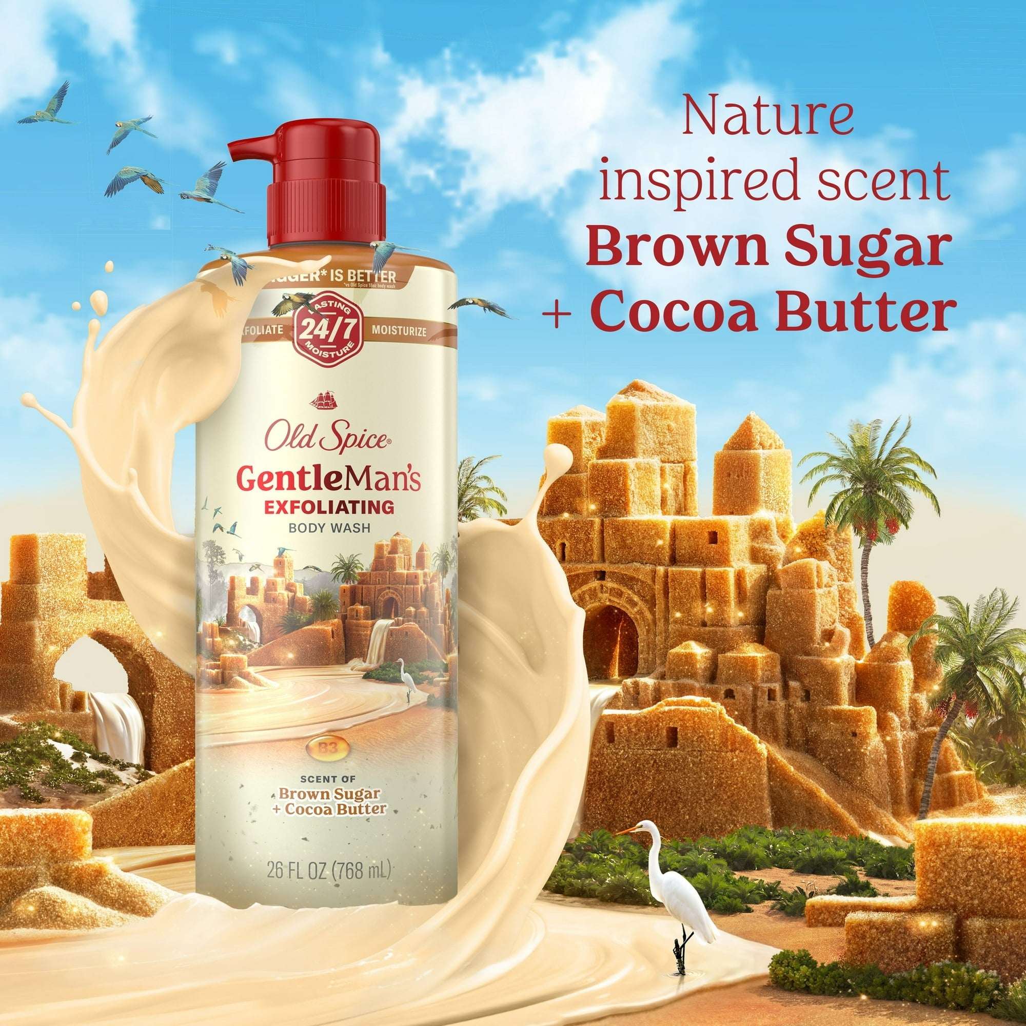 Old Spice Men's Body Wash for Men, Brown Sugar and Cocoa Butter, 24/7 Shower Fresh, 18 oz, Exfoliation + Moisturization, 26oz - Image 8