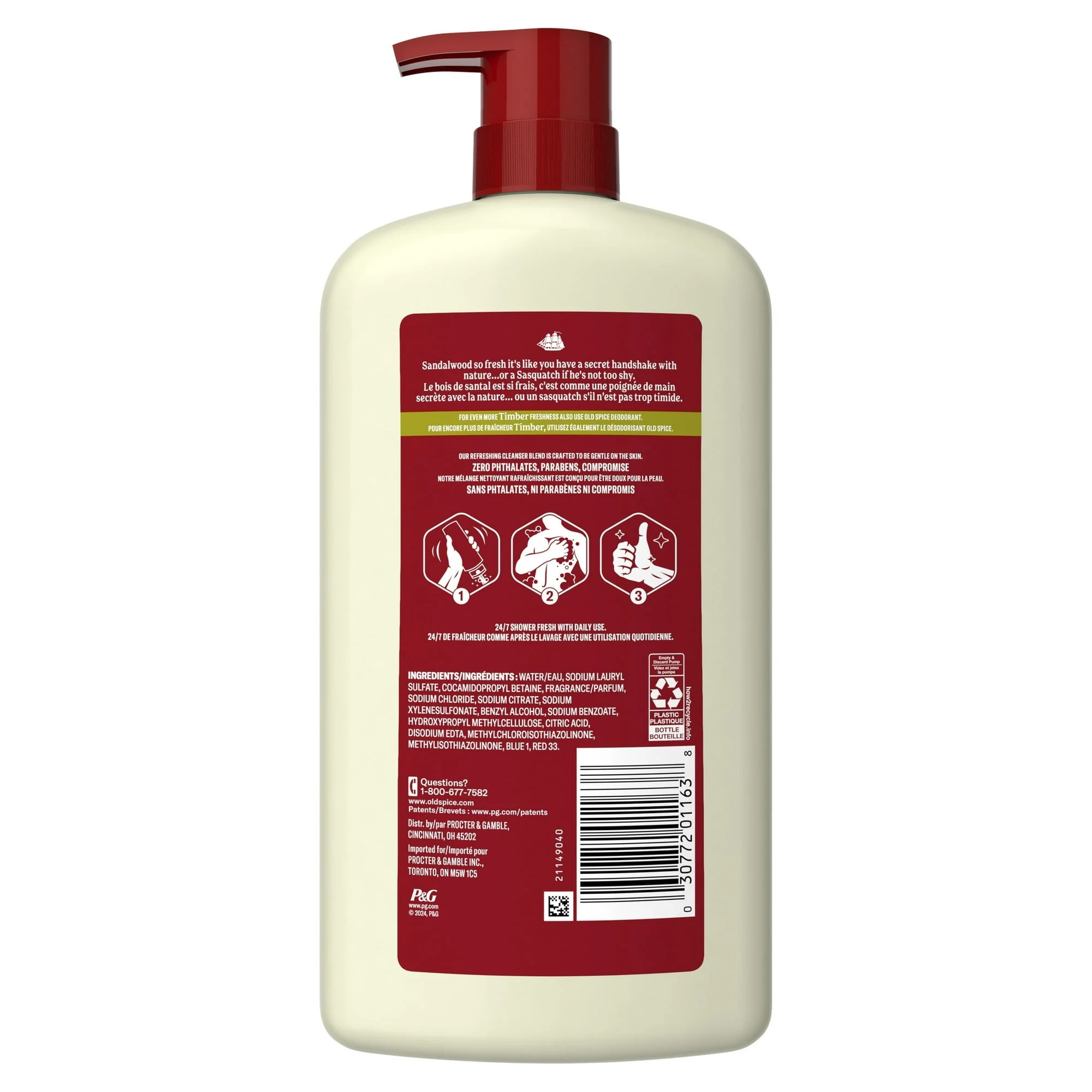 Old Spice Men's Body Wash Timber with Sandalwood, 24/7 Shower Fresh, 30 oz - Image 11