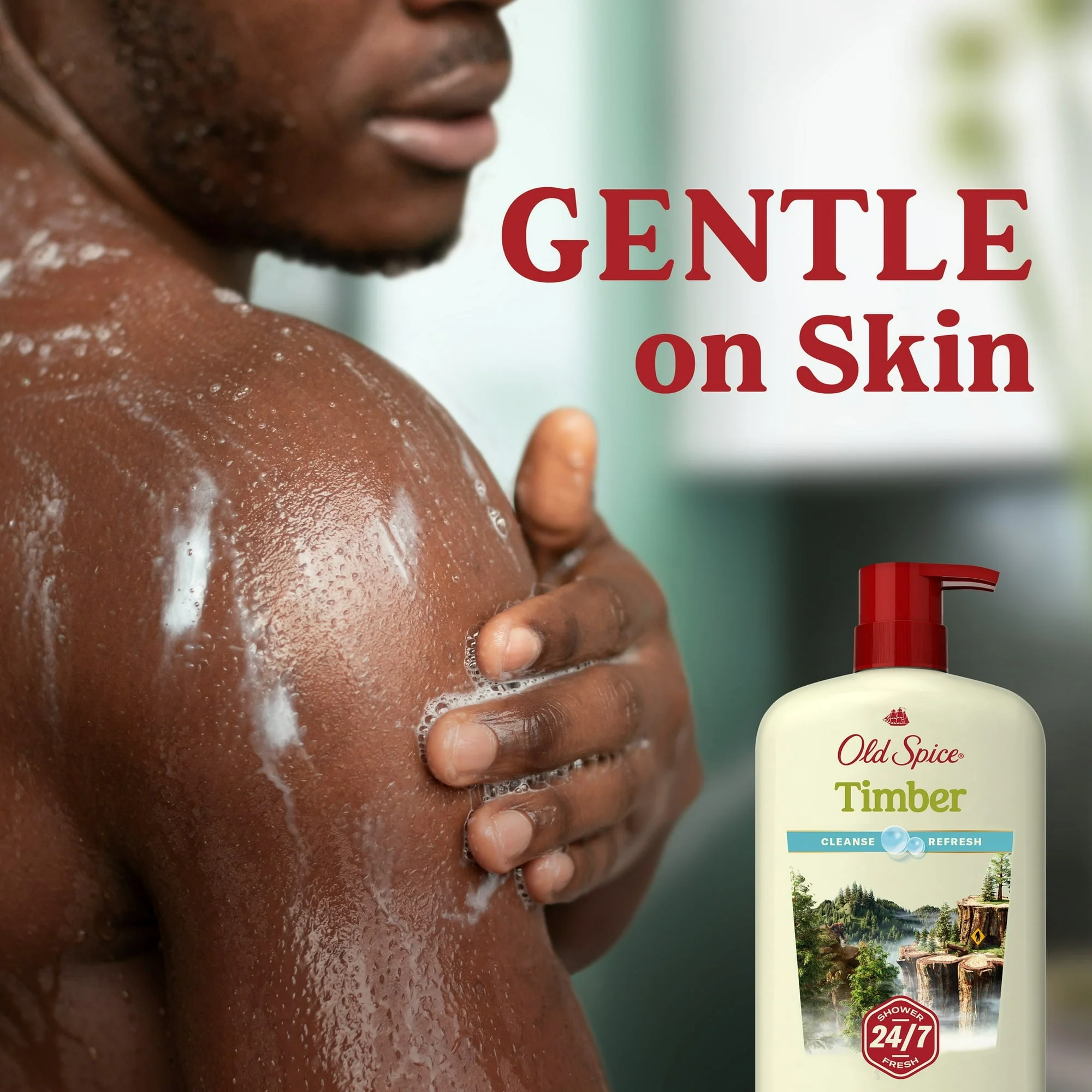 Old Spice Men's Body Wash Timber with Sandalwood, 24/7 Shower Fresh, 30 oz - Image 7