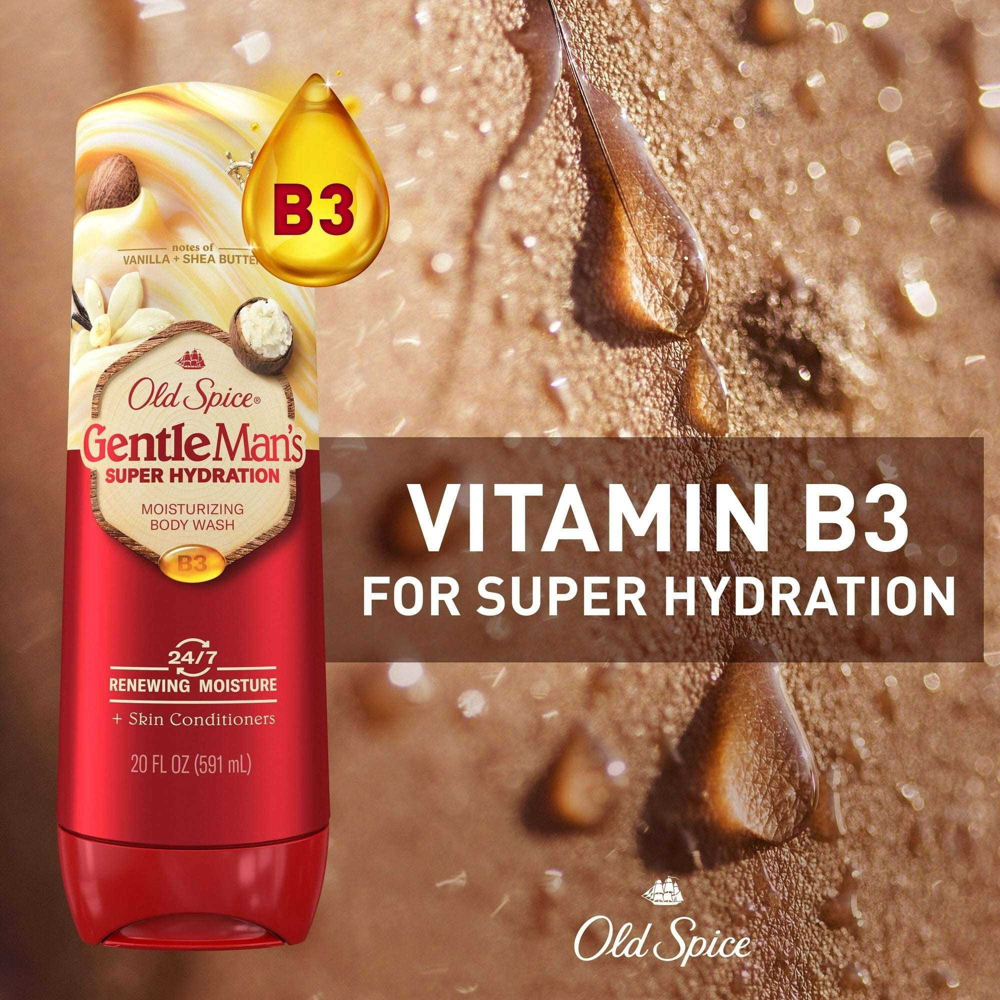 Old Spice Super Hydration Body Wash for Men, Gentleman's Blend, Vanilla + Shea, 20 fl oz - Image 6