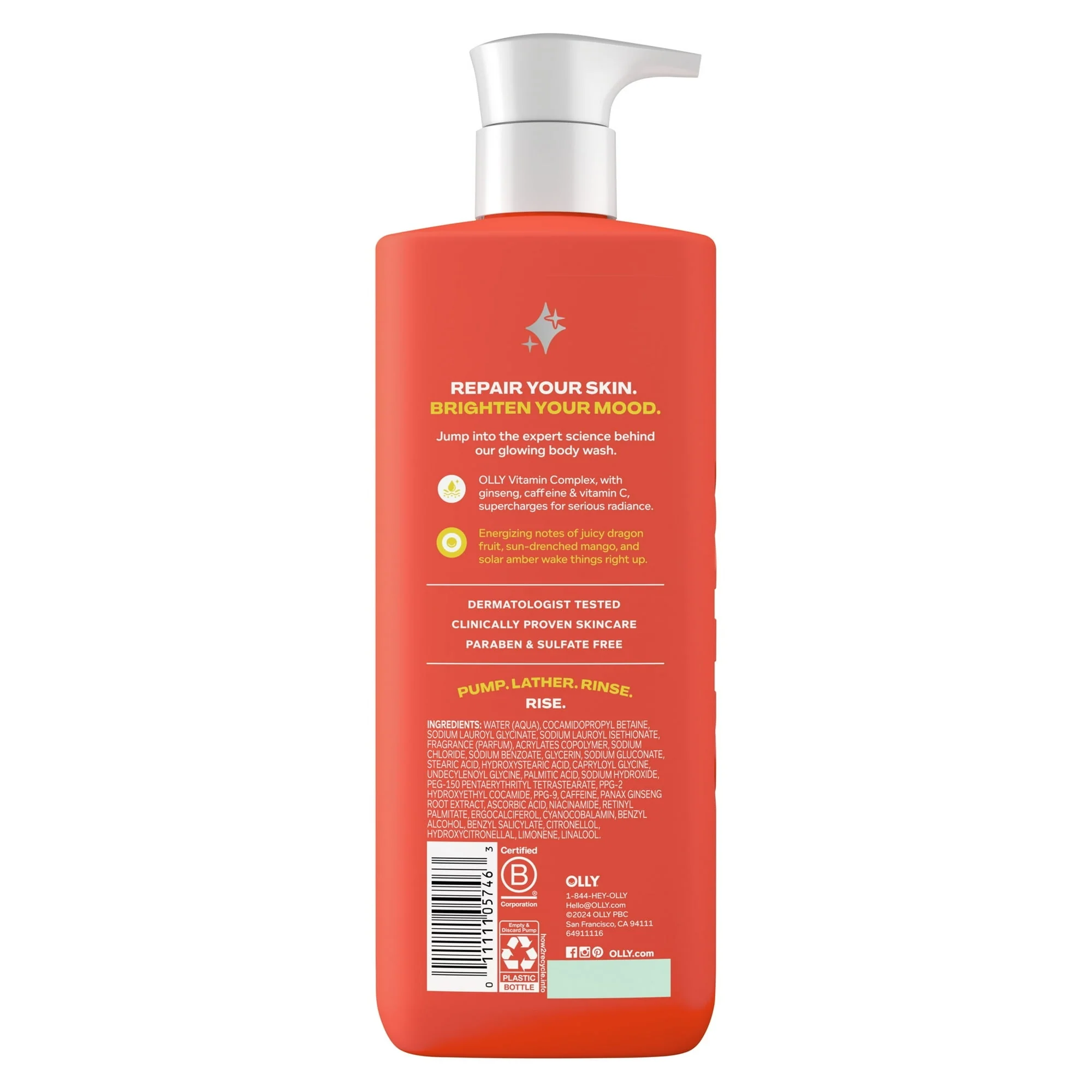 OLLY Bright Body Wash Repairs & Brightens Skin Citrus Currant, 17 oz - Image 11