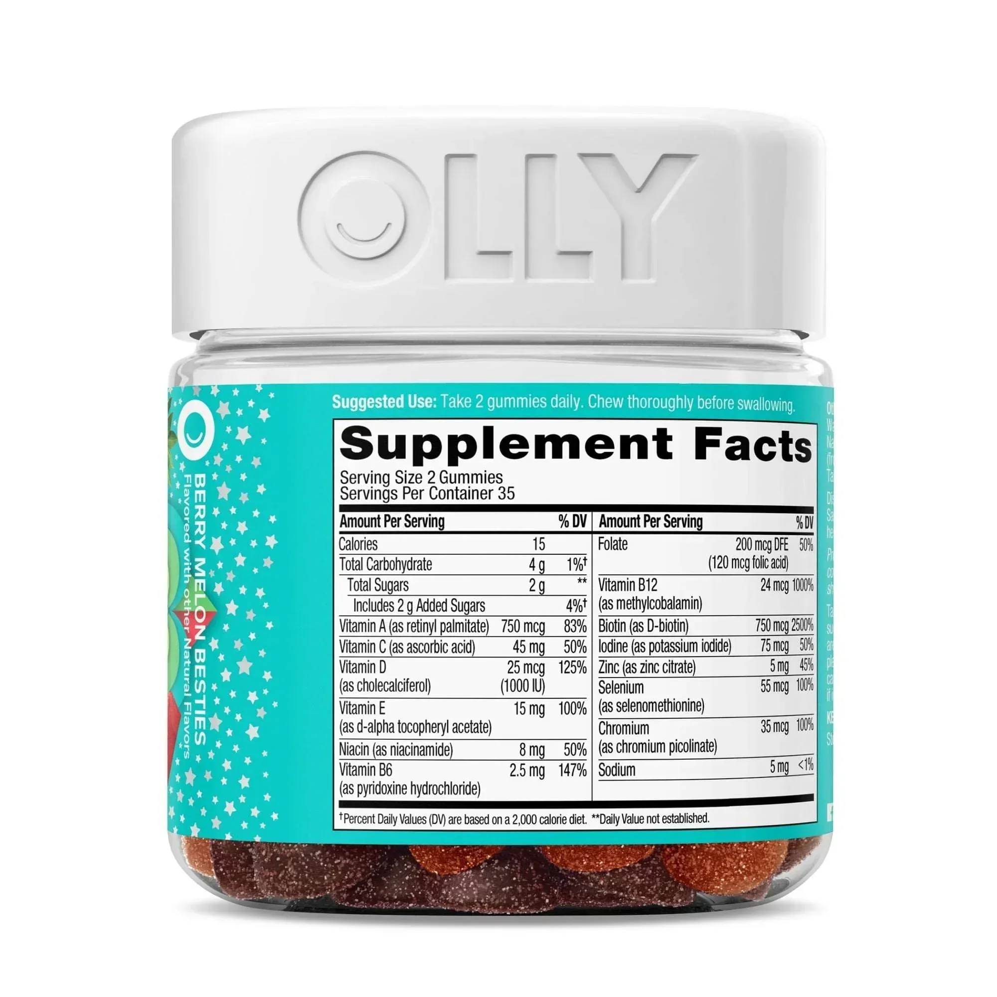 OLLY Teen Girl Multivitamin Gummy, Wellness Support, Strawberry Melon Flavored, 70 Ct - Image 2