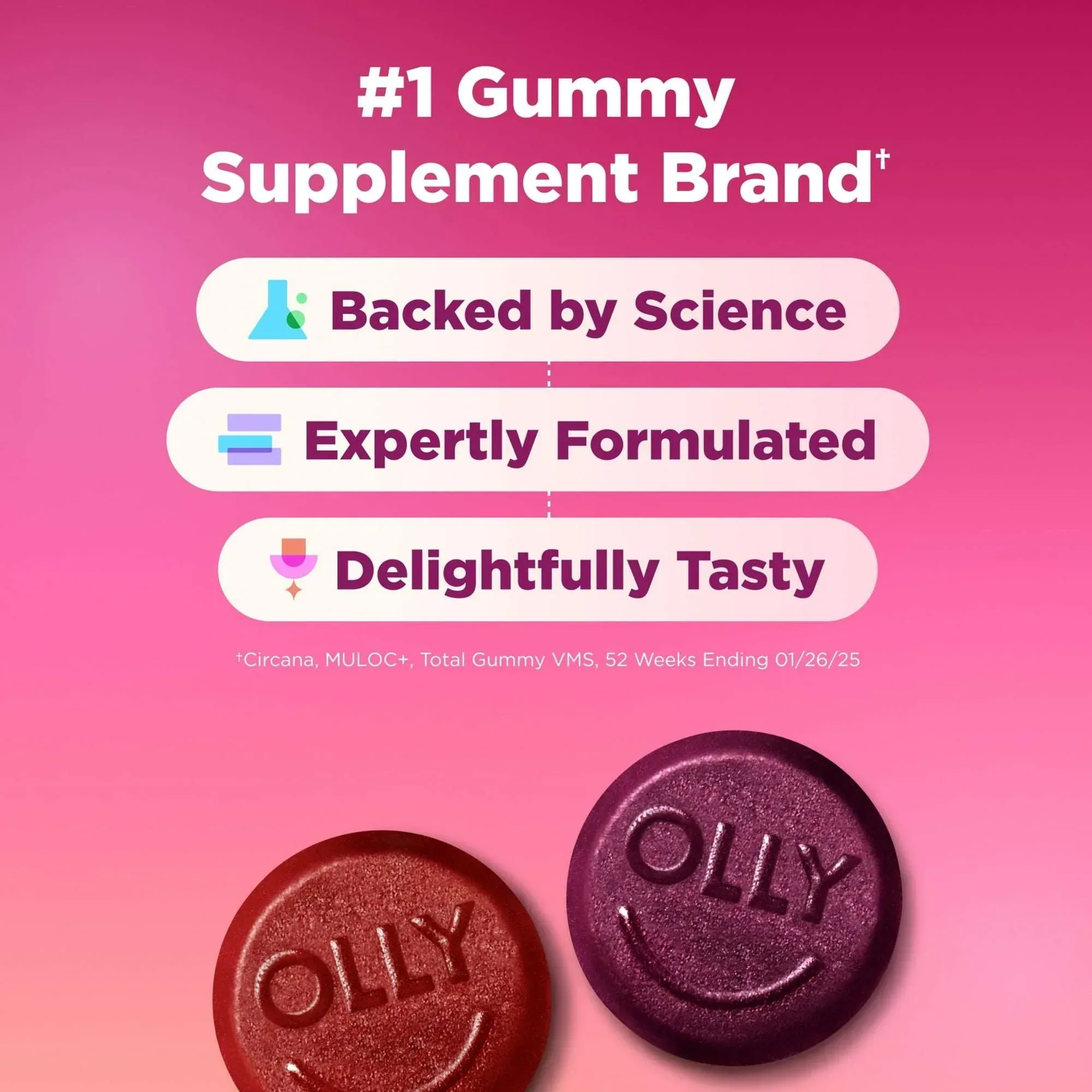 OLLY Women's Multivitamin Gummy Supplement, Vitamins A, D, C, E, Biotin, Folic Acid, 90 Ct - Image 3