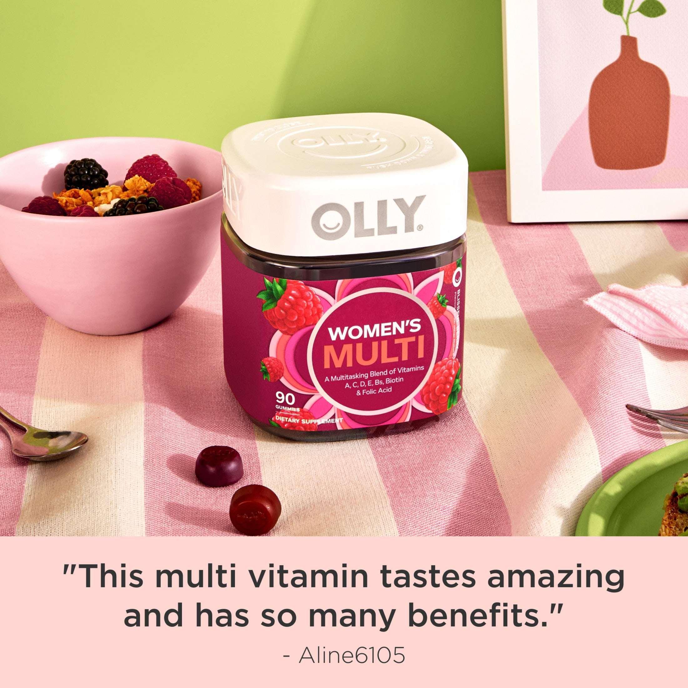 OLLY Women's Multivitamin Gummy, Vitamin A, D, C, E, Biotin, Folic Acid, Berry Flavor, 90 Ct - Image 2