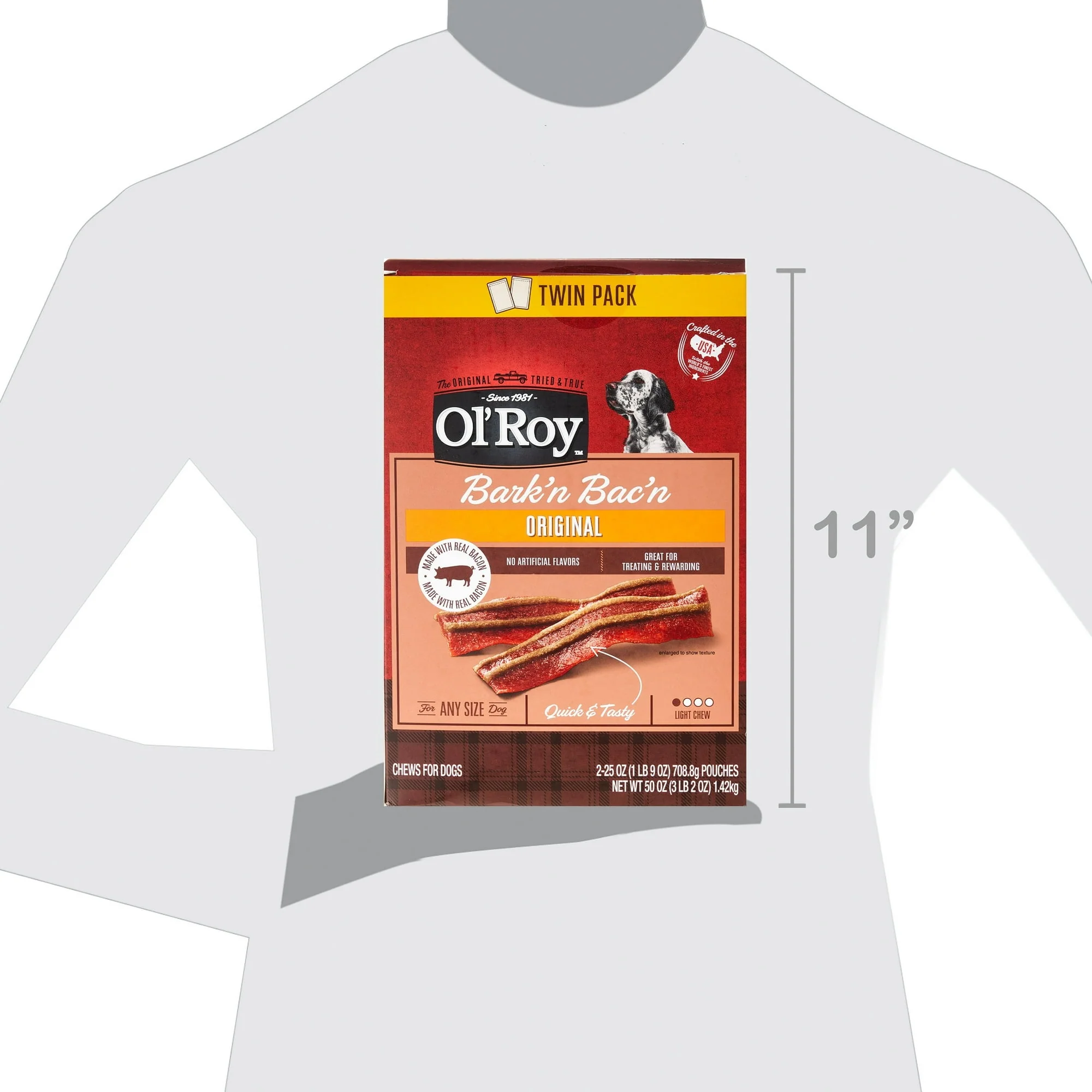 Ol'Roy Bark'n Bac'n Dog Treats with Real Bacon Chews, 25 oz Box (2 Count) - Image 3