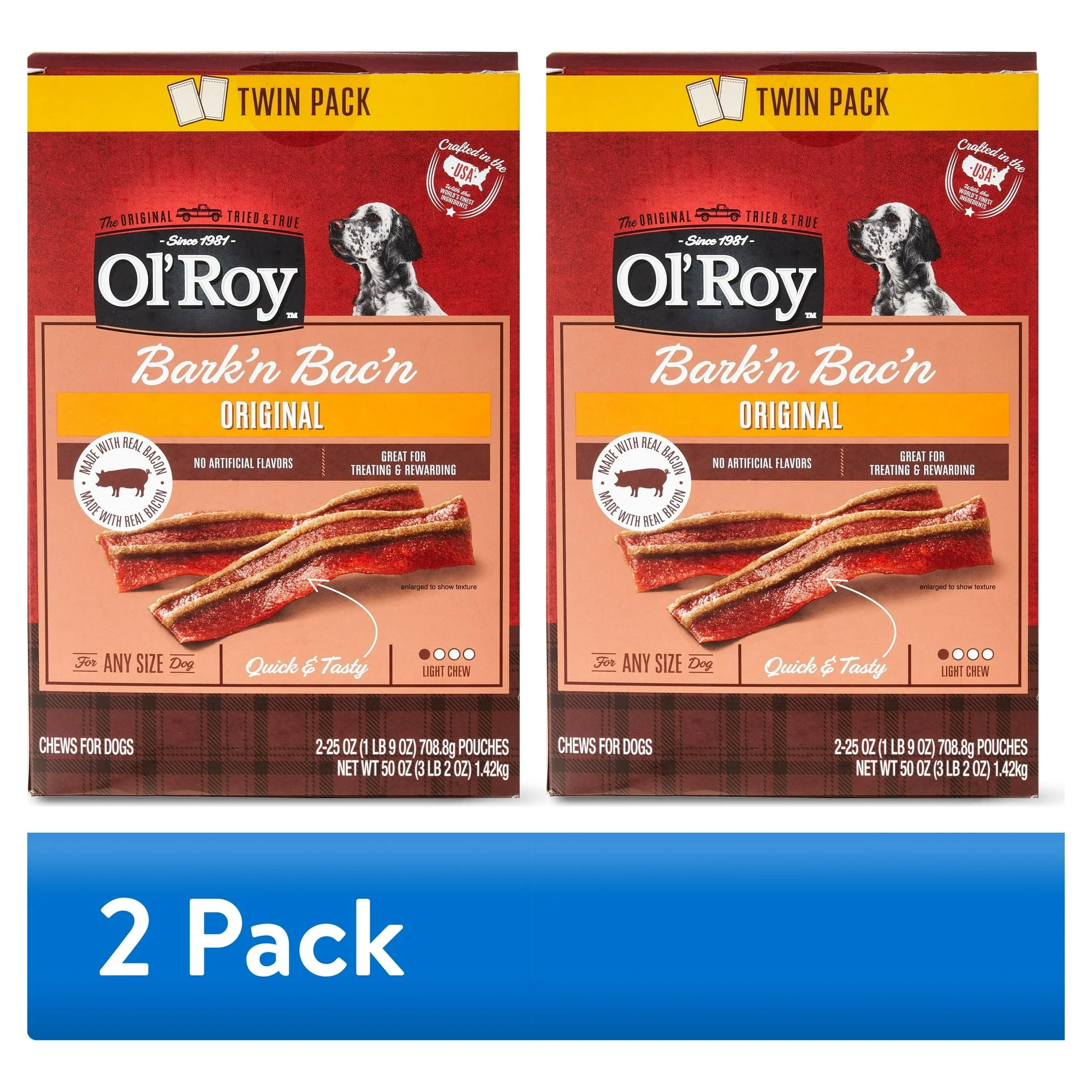 Ol'Roy Bark'n Bac'n Dog Treats with Real Bacon Chews, 25 oz Box (2 Count) - Image 9