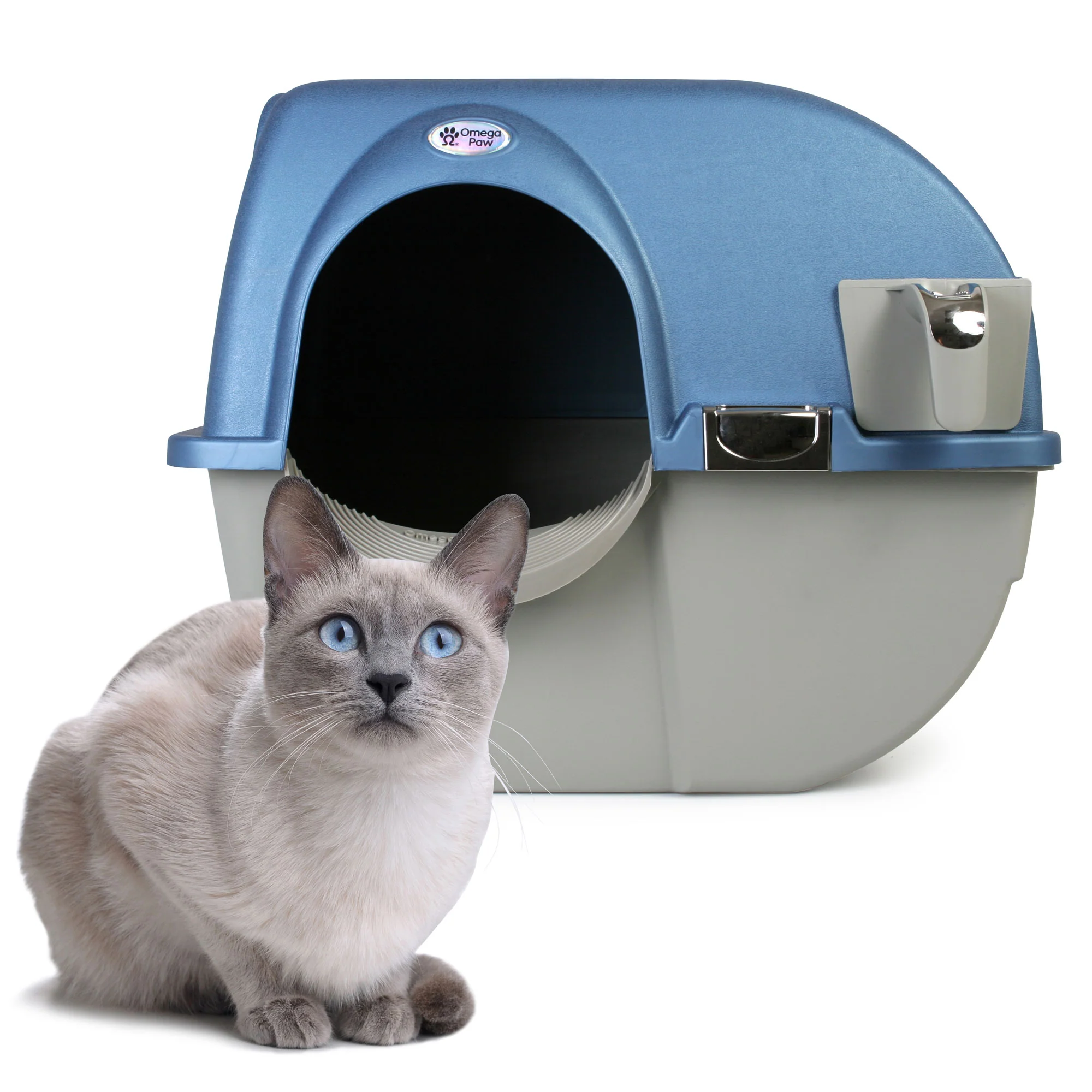 Omega Paw Regular Size Premium Self-Cleaning Litter Box, Blue - Image 2