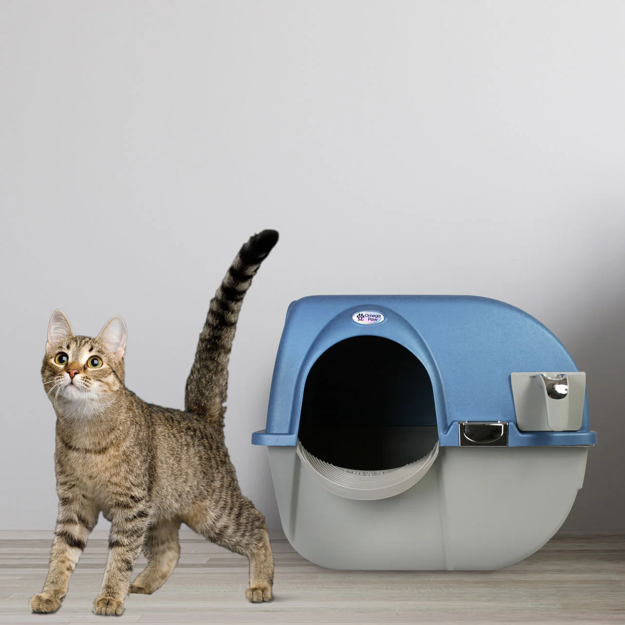 Omega Paw Regular Size Premium Self-Cleaning Litter Box, Blue - Image 3