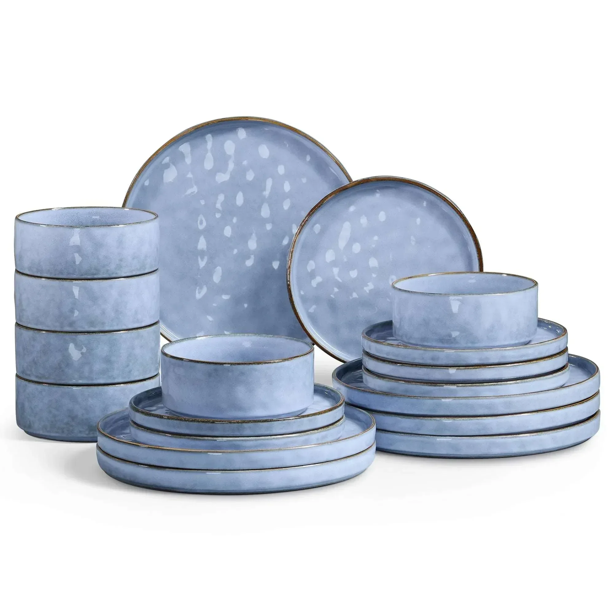 Onader Dinnerware Sets for 6, 18-Piece Plates and Bowls Set, Stoneware Dish Set for Kitchen, Ceramic Dinnerware for Home Restaurant, Chip and Scratch Resistant, Microwave and Dishwash, Reactive Green - Image 11