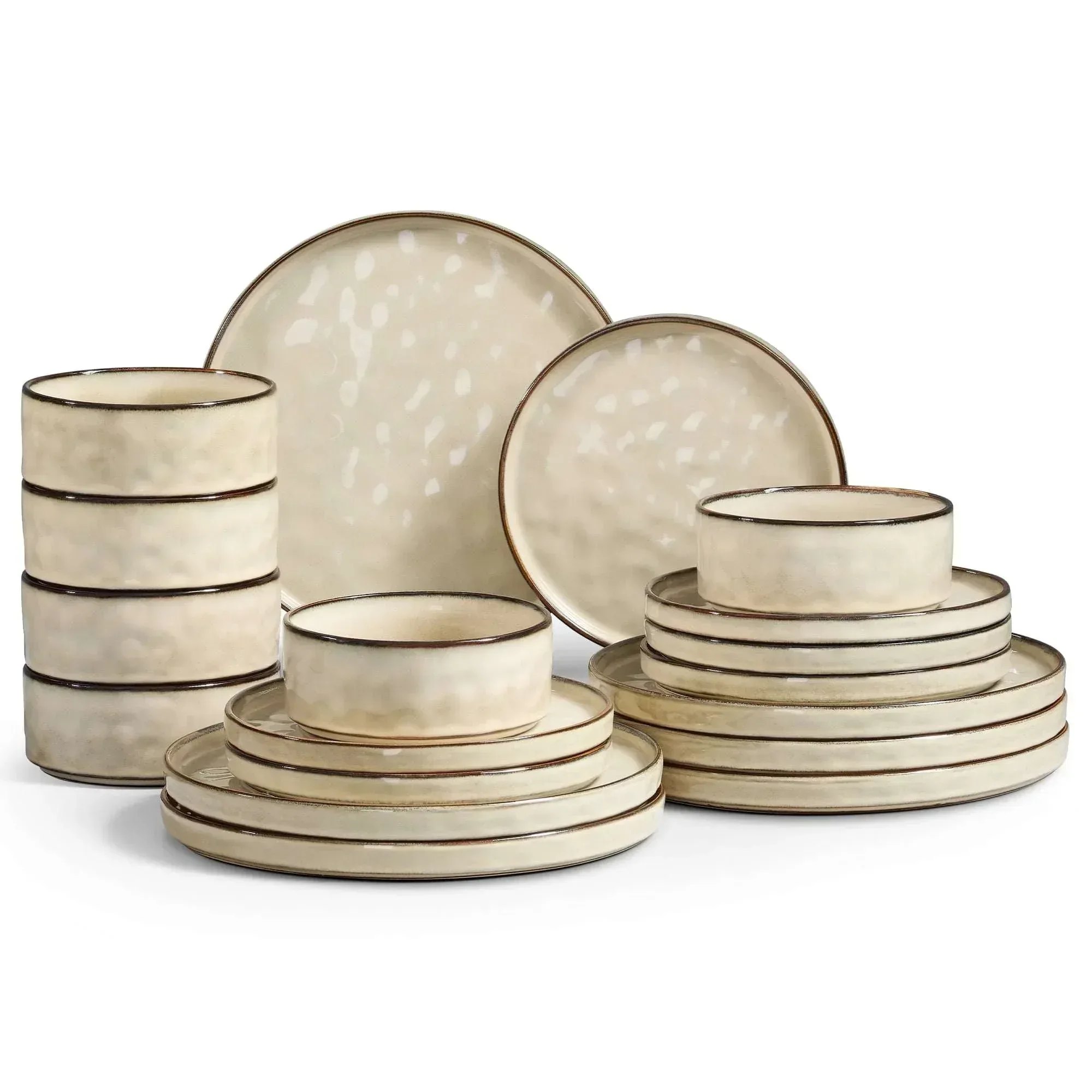 Onader Dinnerware Sets for 6, 18-Piece Plates and Bowls Set, Stoneware Dish Set for Kitchen, Ceramic Dinnerware for Home Restaurant, Chip and Scratch Resistant, Microwave and Dishwash, Reactive Green - Image 8