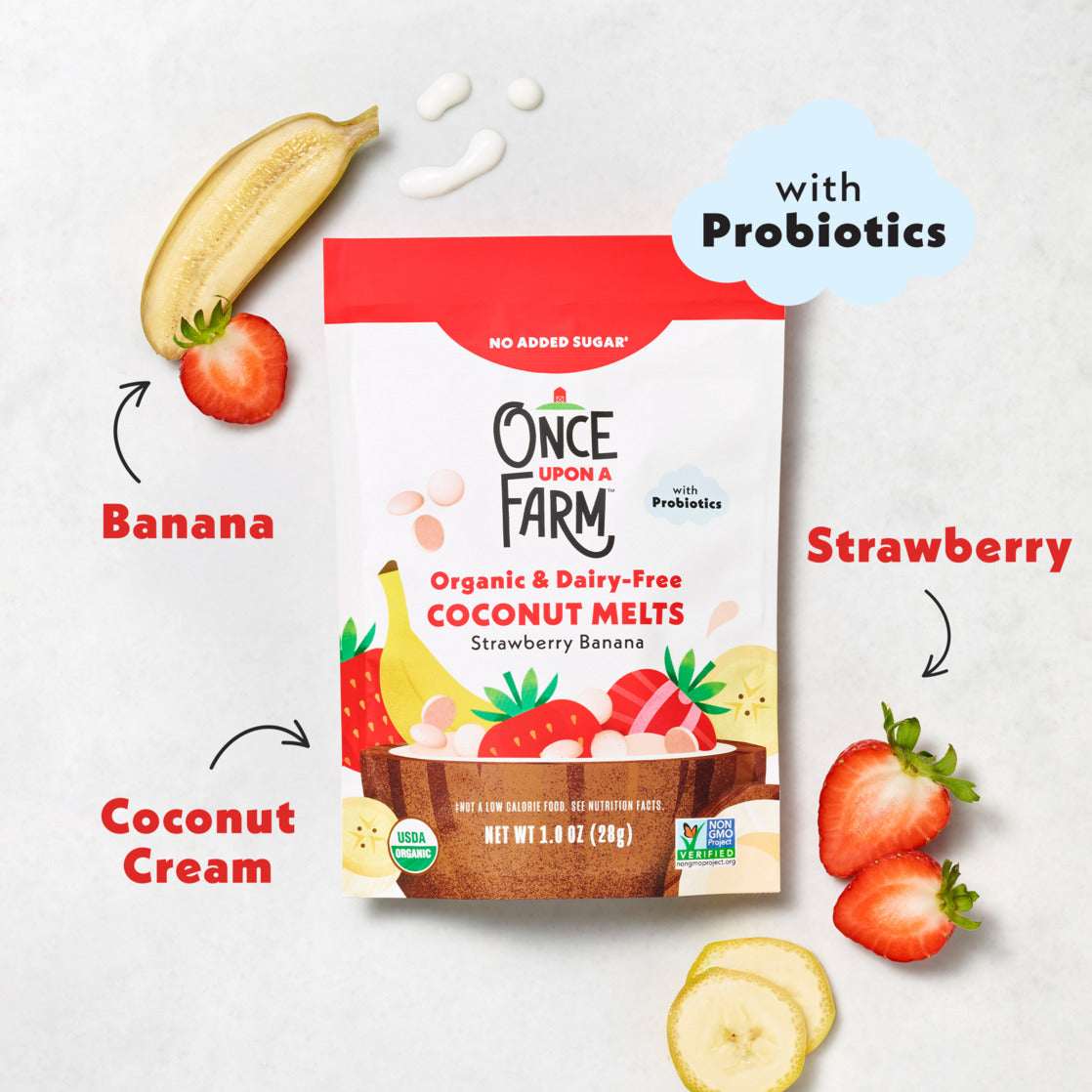 Once Upon a Farm Organic Coconut Melts, Strawberry Banana, 1oz Bag - Image 3