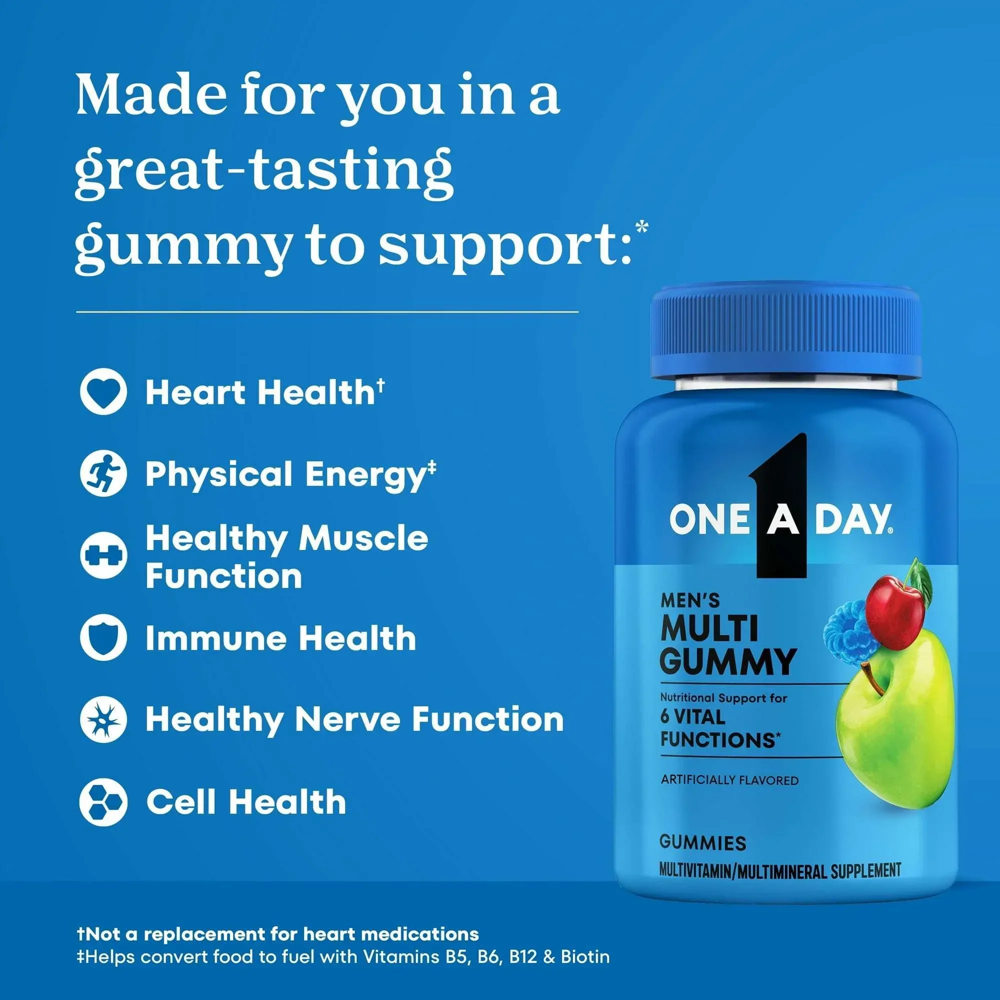 One A Day Mens Multivitamins Gummies with B Vitamins, Physical Energy Support 80 Count - Image 3