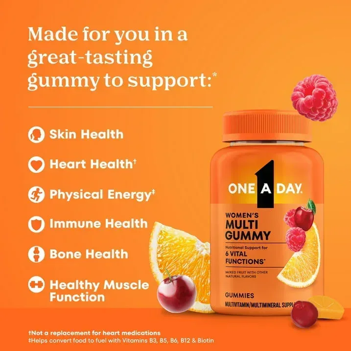 One A Day Womens Multivitamin Gummy with B Vitamins, Biotin, Skin Health Support 80 Count - Image 4