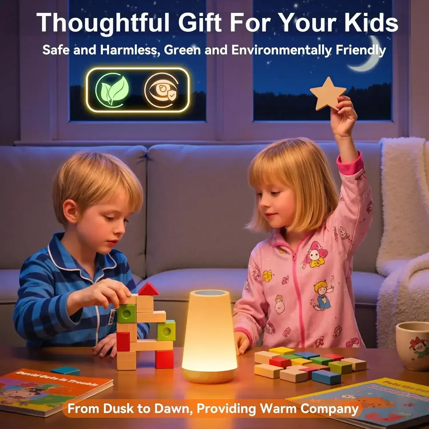 Onekawa Night Light,Dimmable Touch Table Lamp with 5 Brightness and 7 Colors,Night-Lights suitable for Nursery & Bathroom & Bedroom,White - Image 5