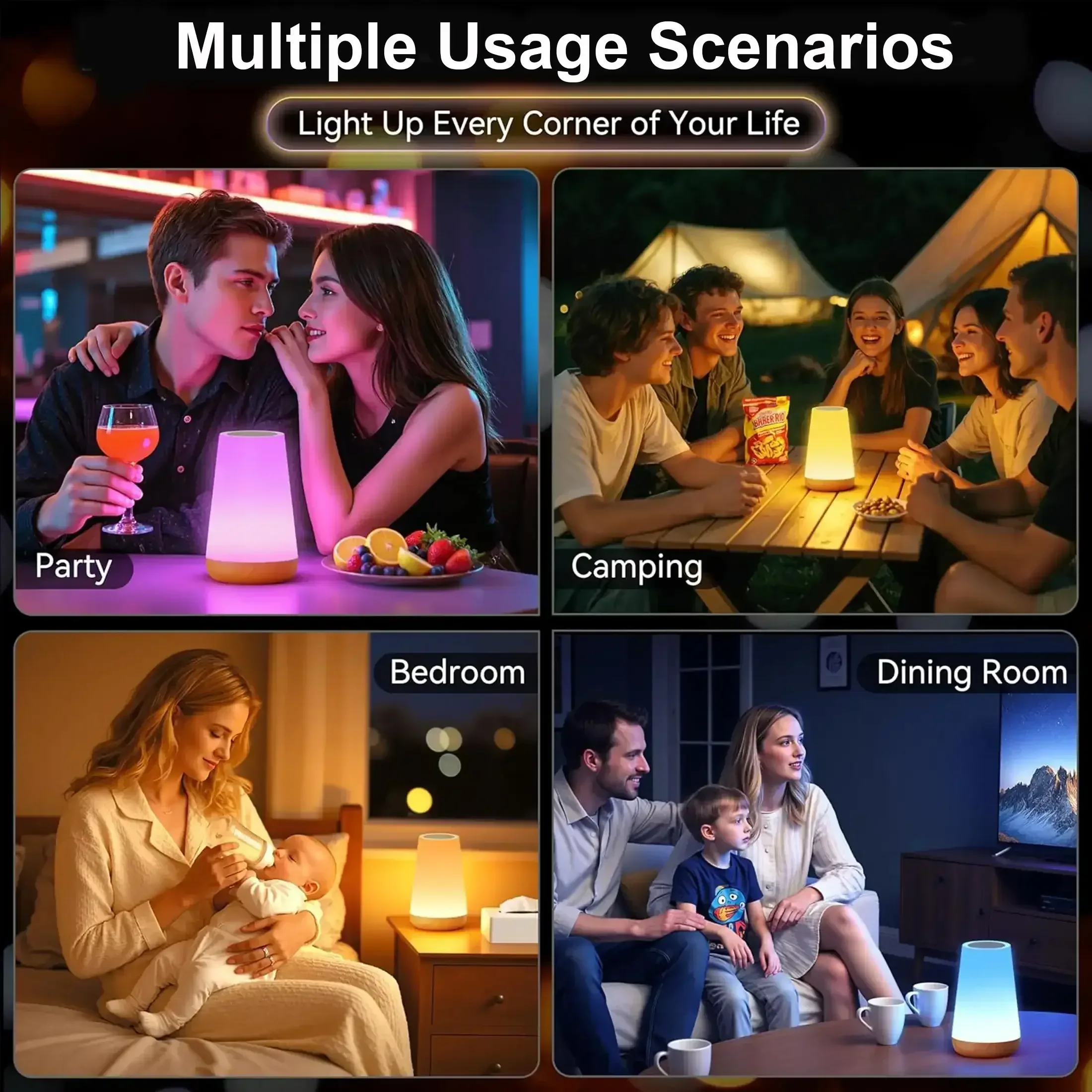 Onekawa Night Light,Dimmable Touch Table Lamp with 5 Brightness and 7 Colors,Night-Lights suitable for Nursery & Bathroom & Bedroom,White - Image 6